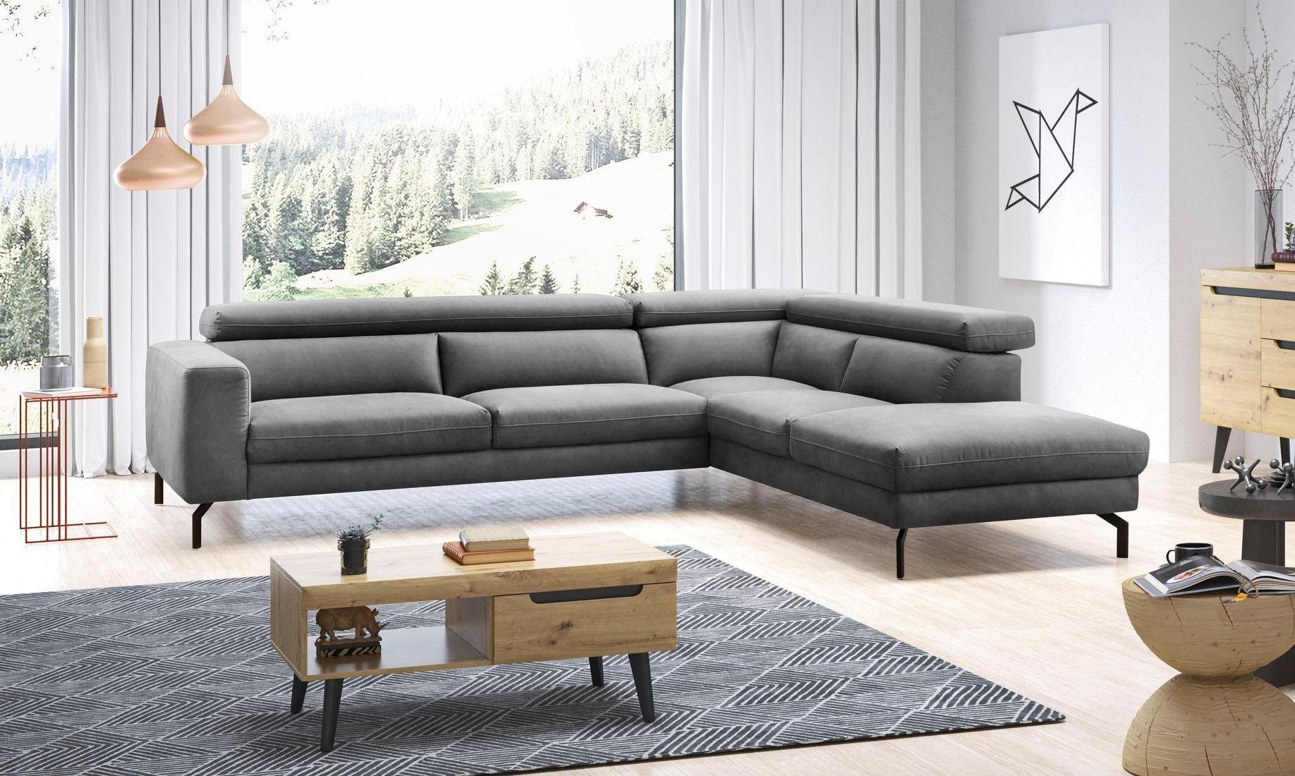 Places of Style Ecksofa »Olanta, L-Form«, mit verstellbaren Kopfstützen