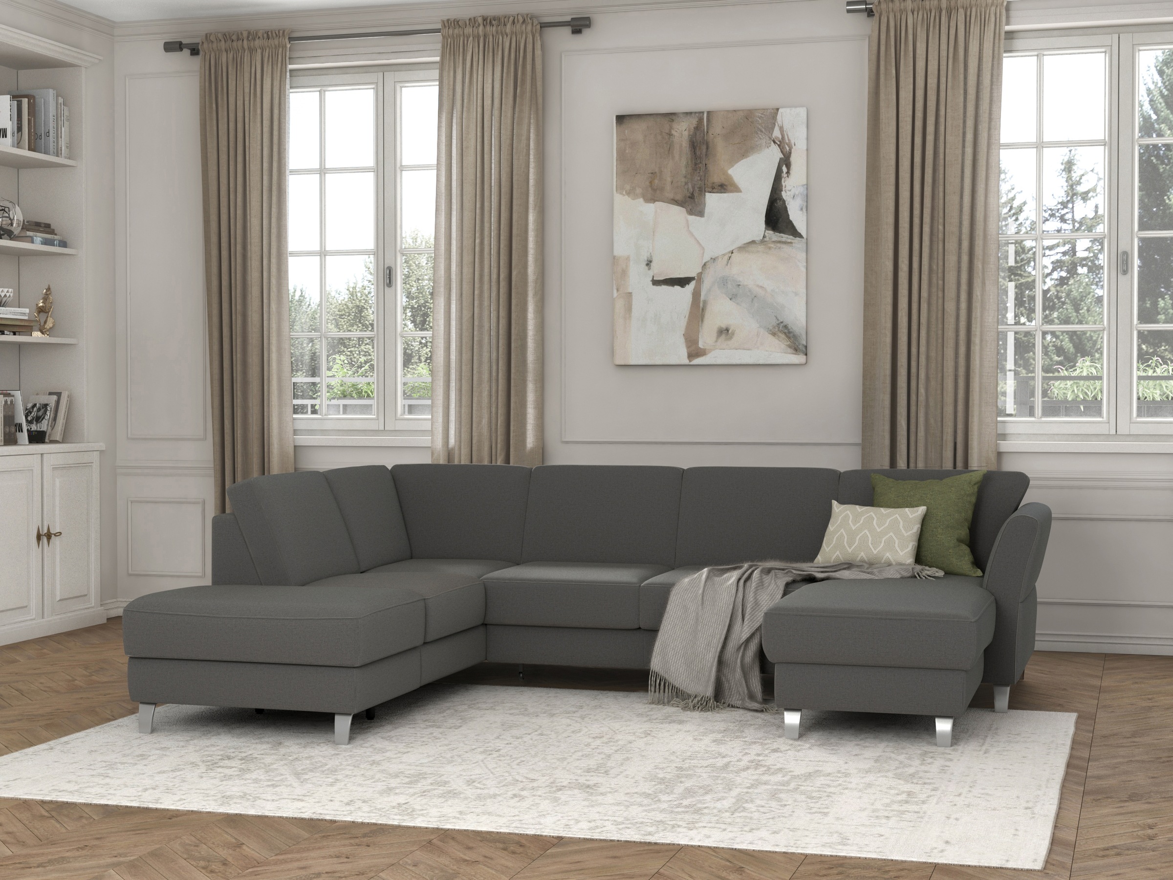 sit&more Wohnlandschaft »Visby U-Form«, Wahlweise mit Bettfunktion und Stauraum, frei im Raum stellbar