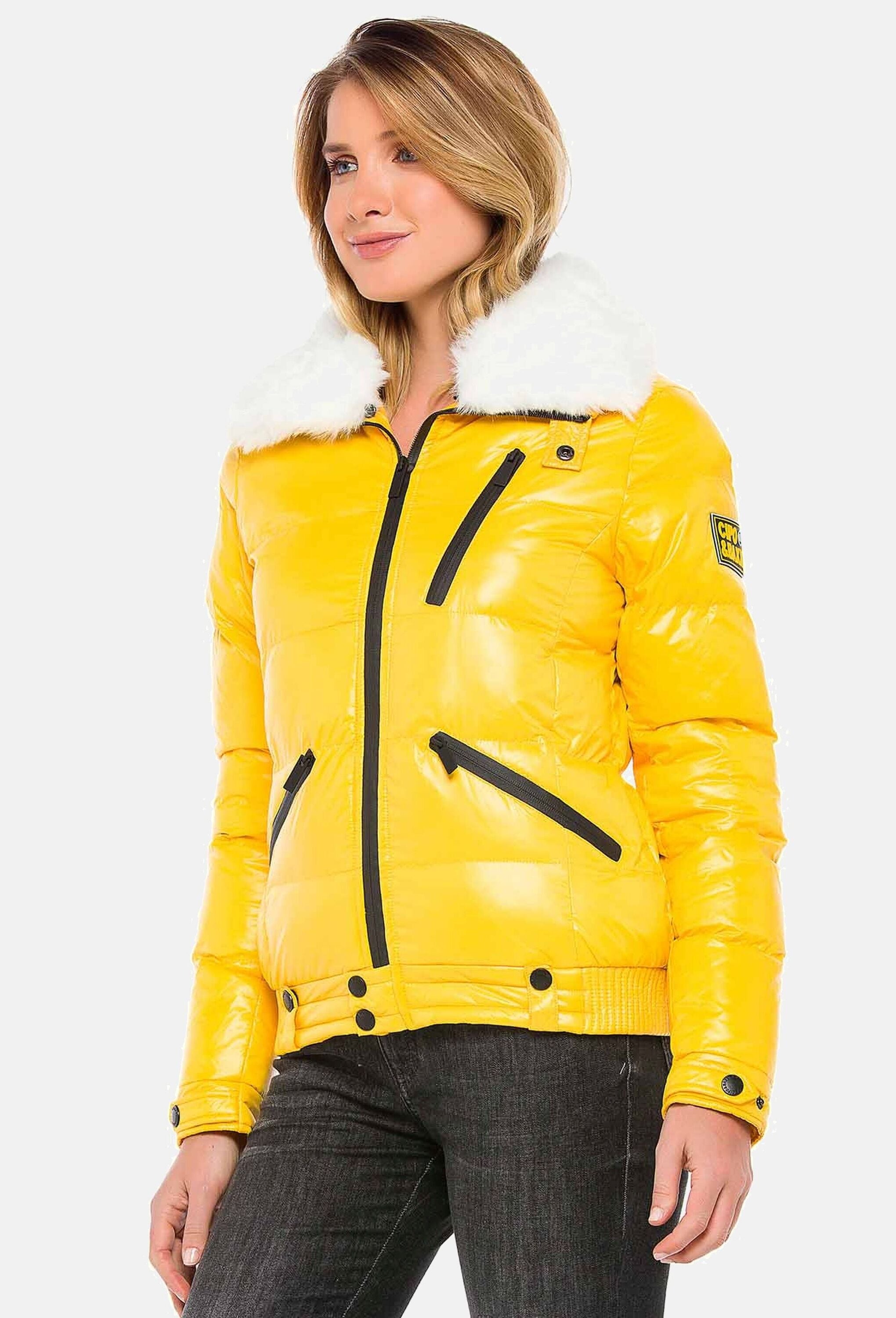 Cipo & Baxx Winterjacke »Cipo & Baxx Winterjacke mit Kunstfellkragen« ohne Kapuze mit Kunstfellkragen, WM108