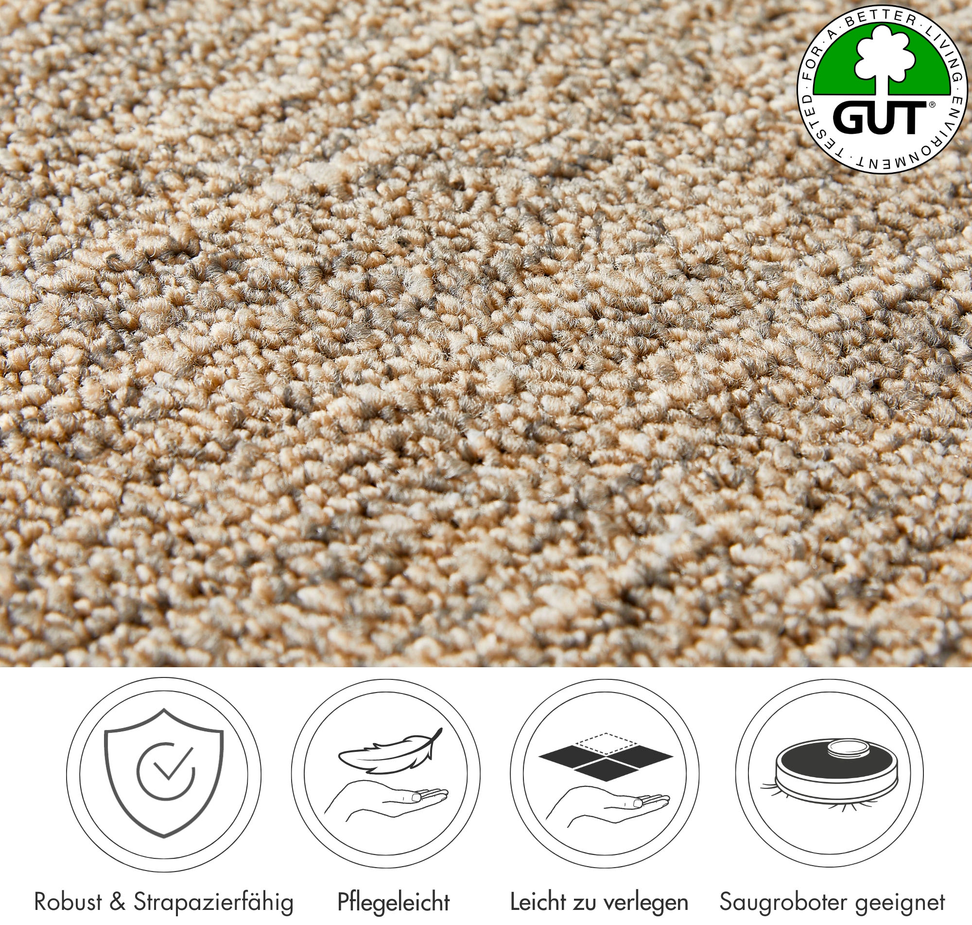 Andiamo Teppichboden »Joe, Schlinge, Made in Netherlands«, rechteckig, 8 mm Höhe, Breite 400 cm, meliert, Wohnzimmer, strapazierfähig & robust