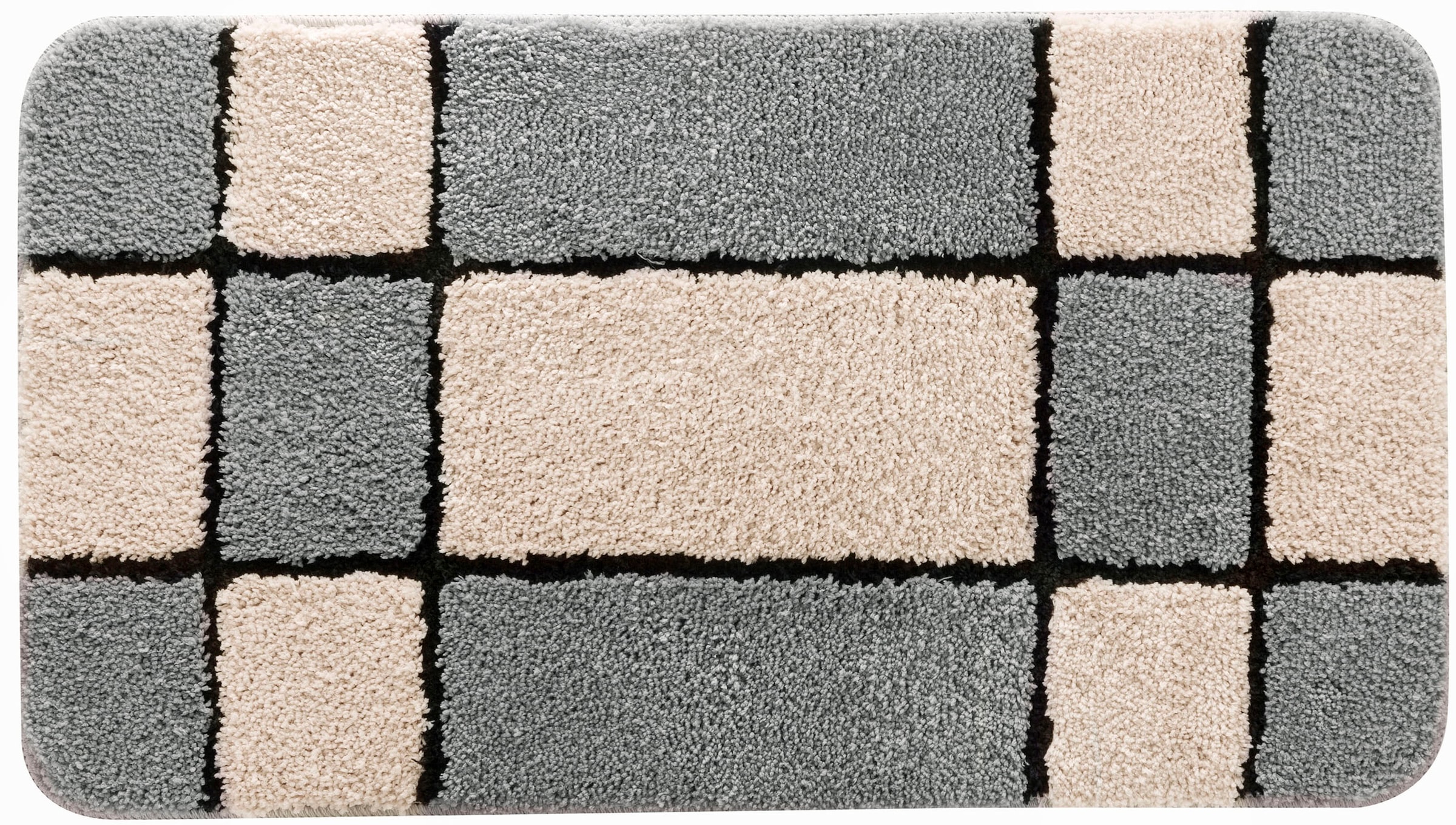 my home Badematte »Melli«, rutschhemmend beschichtet, fußbodenheizungsgeeignet, Badteppich, mit Muster, karierte Badematte