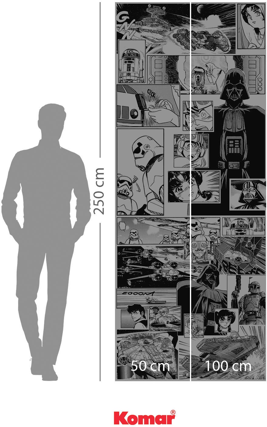Komar Fototapete »Digitaldruck Vlies - Star Wars Manga Madness - Größe 100 x 250 cm«, bedruckt, Kinderzimmer