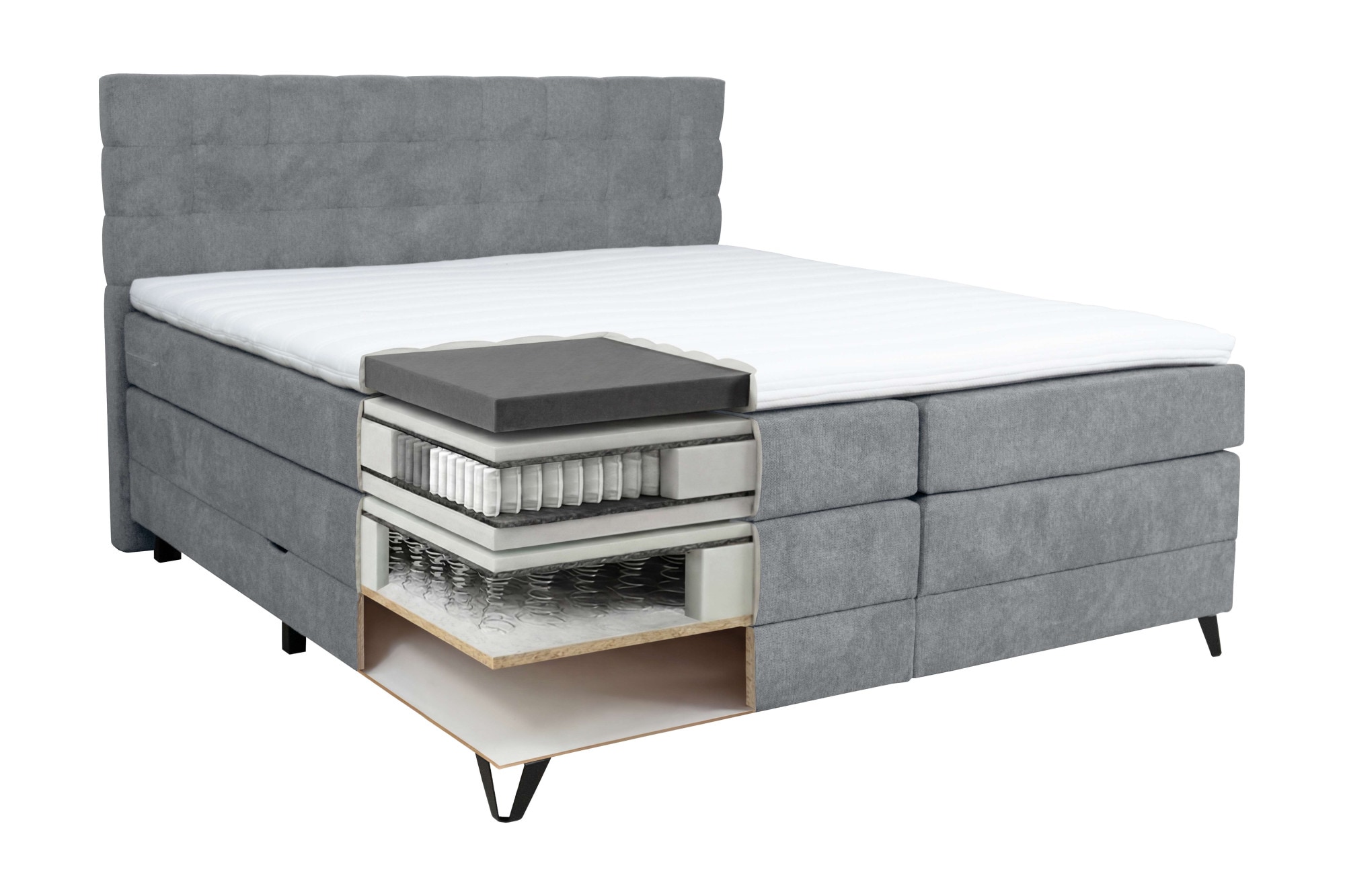 Home affaire Boxspringbett »Ilona, Doppelbett, Polsterbett, Federkernbett, Komforbett, 160, 180 cm« inkl. Topper, zwei Bettkästen, Taschen-Federkernmatratze, Härtegrad 3