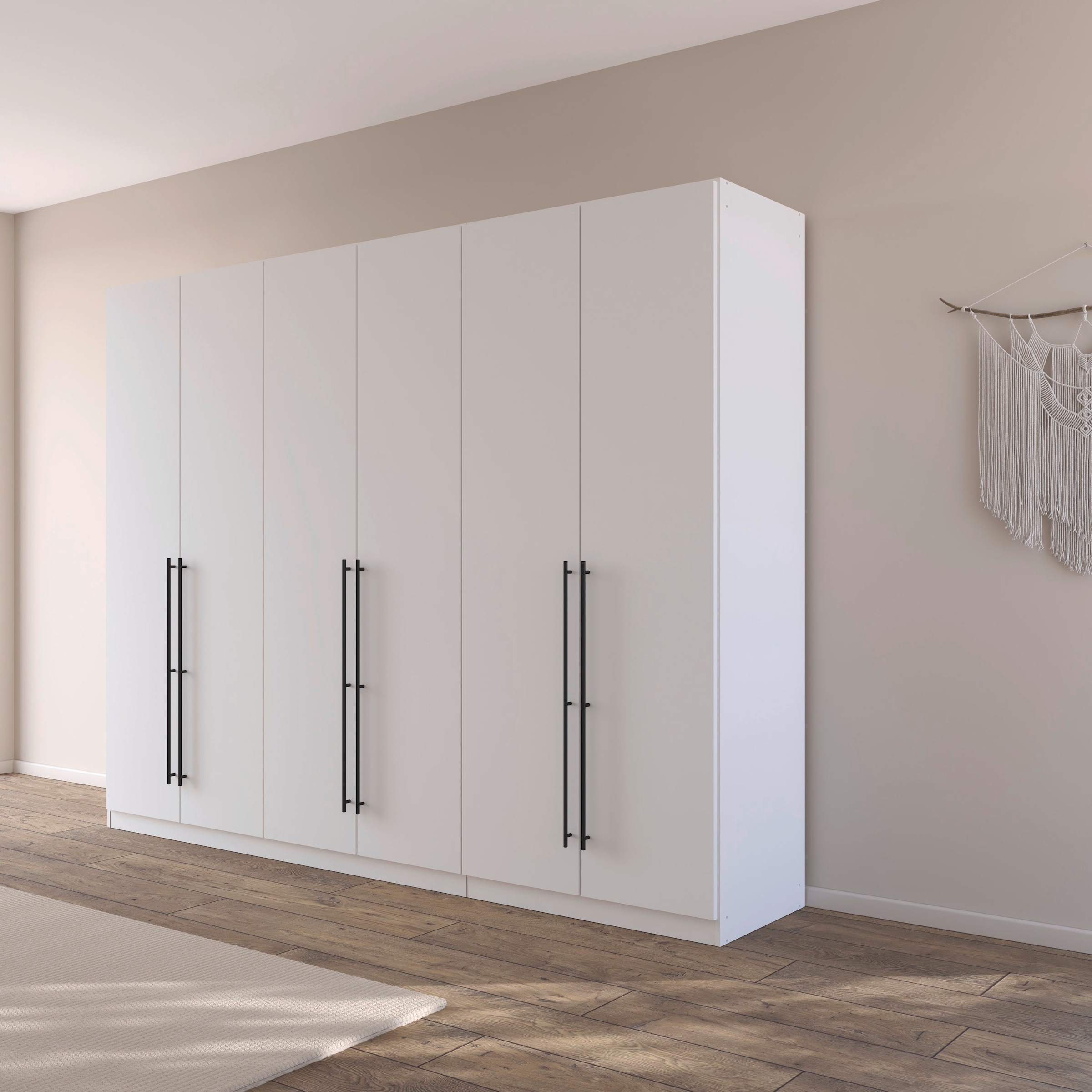 rauch Kleiderschrank »Drehtürenschrank Schrank Garderobe Wäscheschrank Schlafzimmer AVOLA«, (in 3 verschiedenen Ausstattungen BASIC/CLASSIC/PREMIUM), mit hochwertigen Stangengriffen in Schwarz aus Metall MADE IN GERMANY