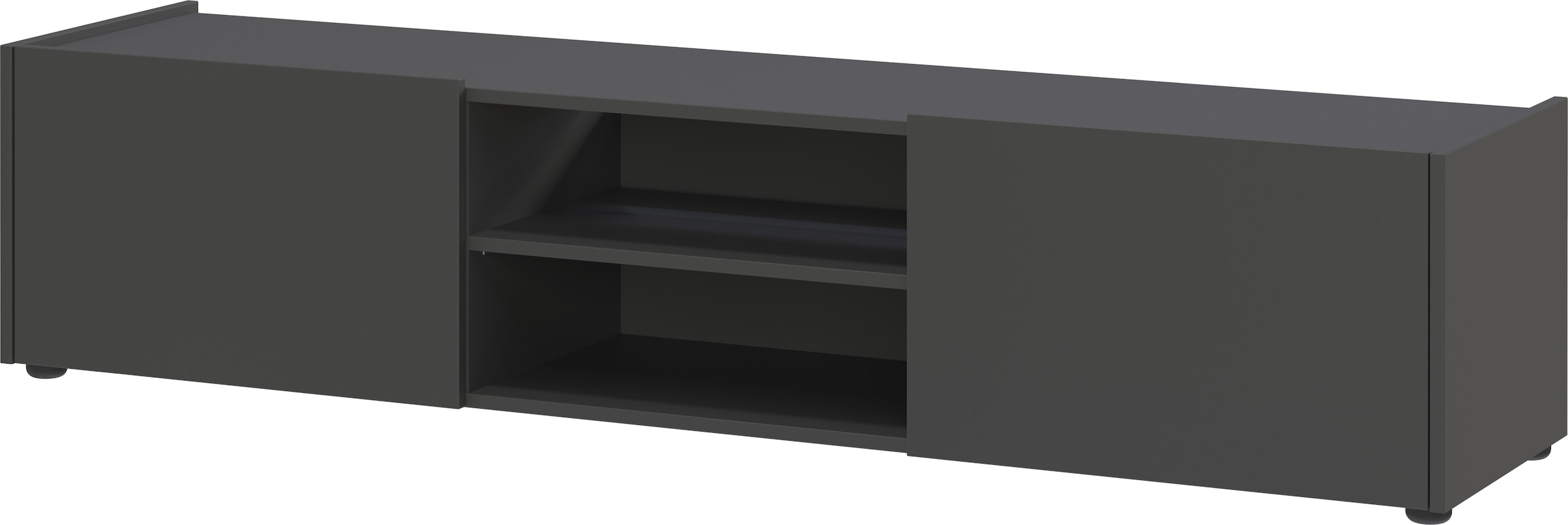 Lowboard, TV-Lowboard mit 2 offenen Fächern und 2 Klappen