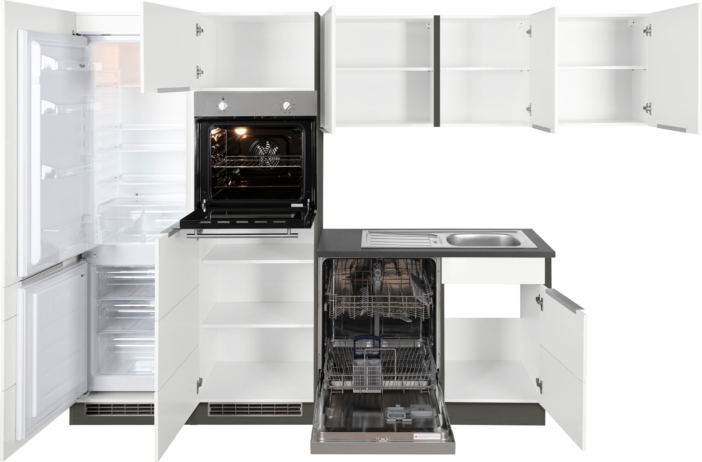 KOCHSTATION Winkelküche »KS-Brindisi Stellbreite 290/170 cm« wahlweise mit E-Geräten und Induktion, mit MDF-Fronten