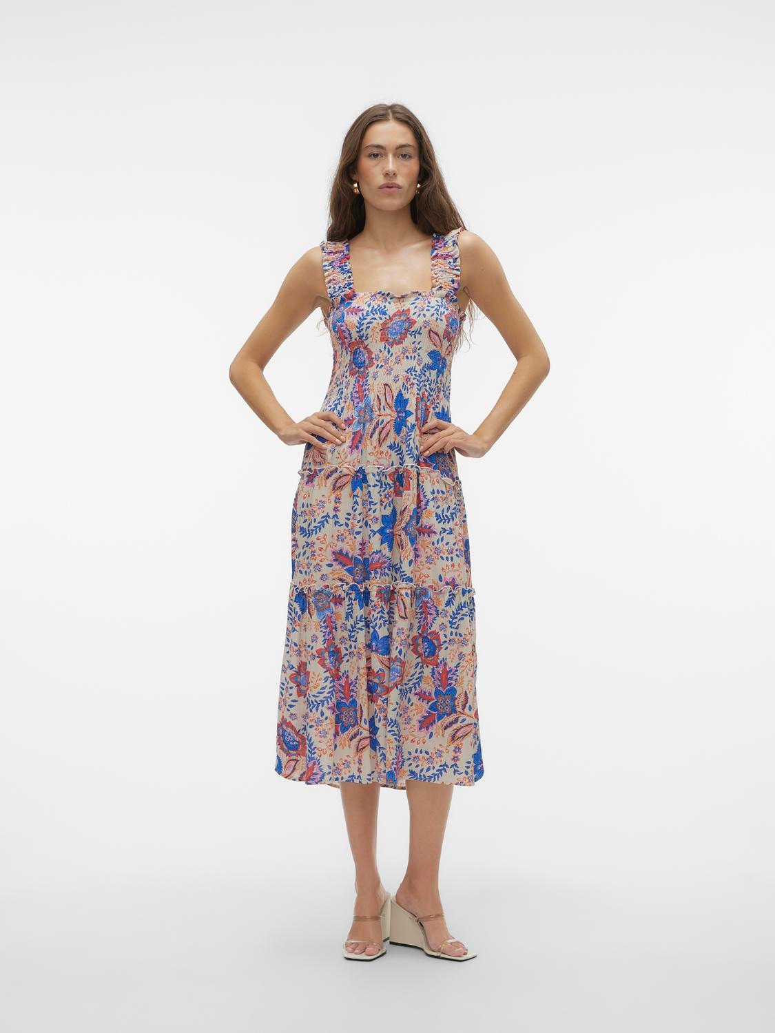 Vero Moda Sommerkleid »VMMENNY SL SMOCK CALF DRESS WVN GA«