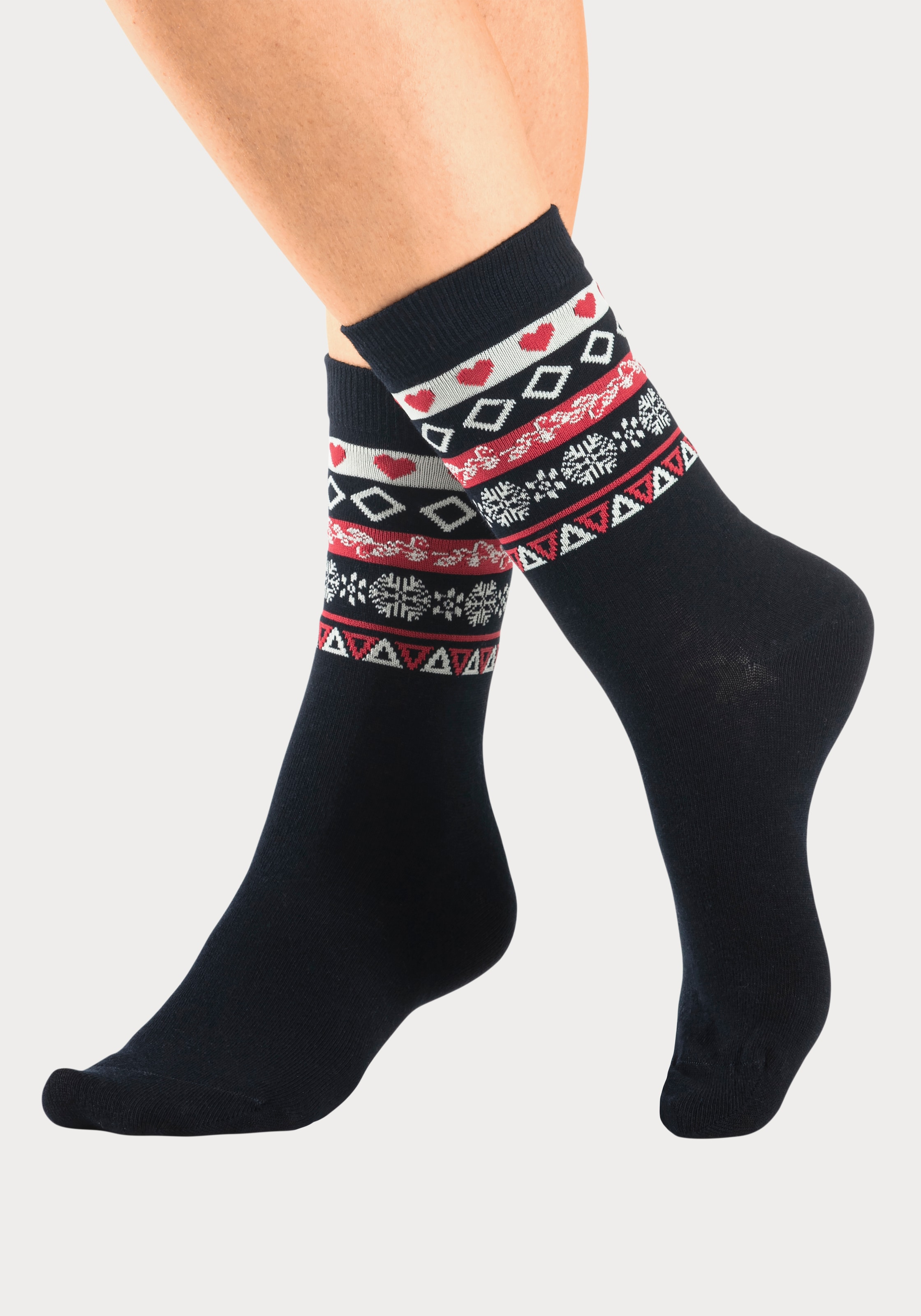 H.I.S Basicsocken, (Packung, 3 Paar), mit Wintermotiven