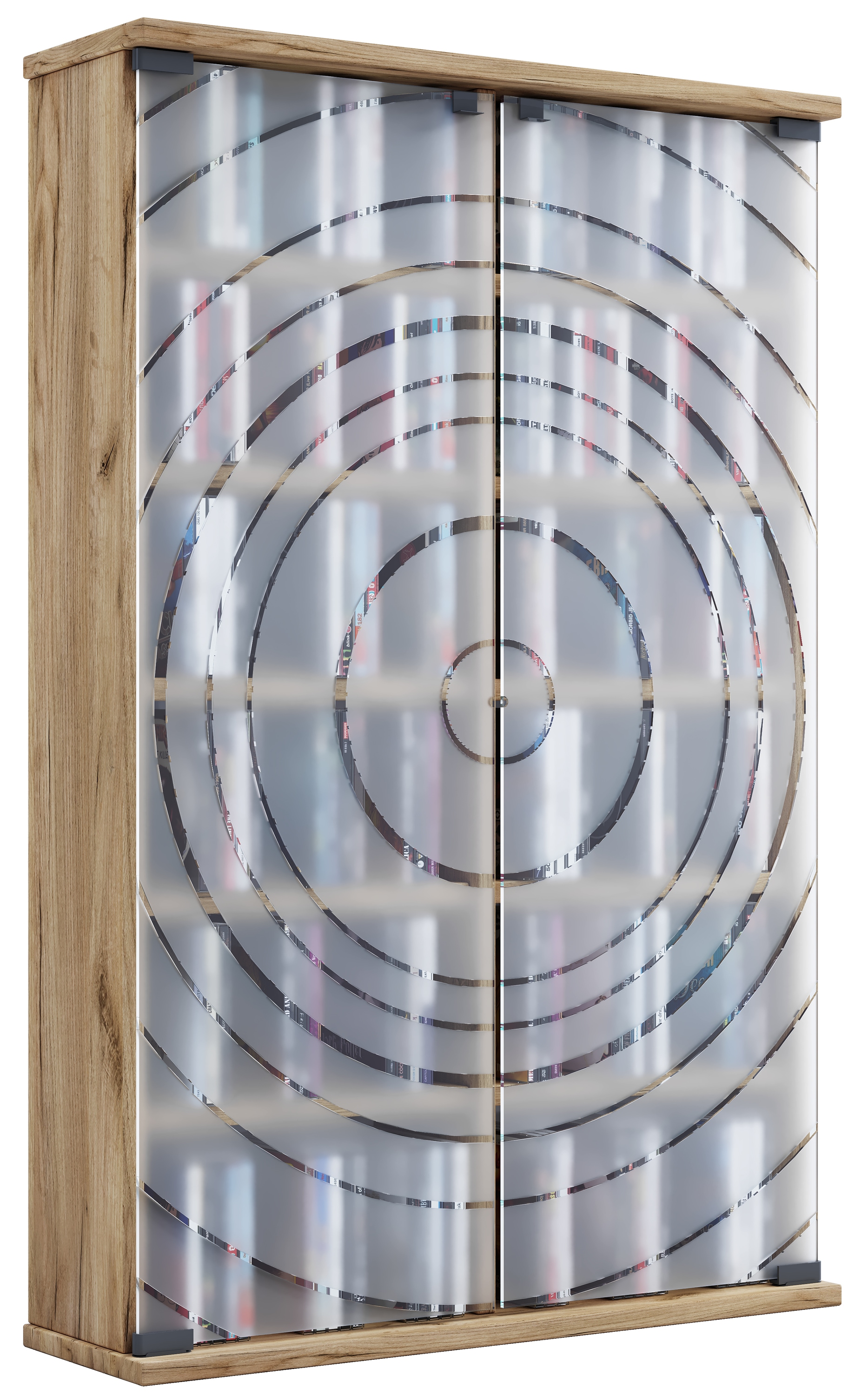 VCM Media-Regal »VCM Holz CD DVD Stand Regal | platzsparender CD Schrank mit 2 ESG-Sicherheitsglastüren für 300 CDs oder 130 DVDs oder 72-Videos | Maße: H. 92 x B. 60 x T. 18 cm | 10 variable Einlegböden ¿ Tilano L«