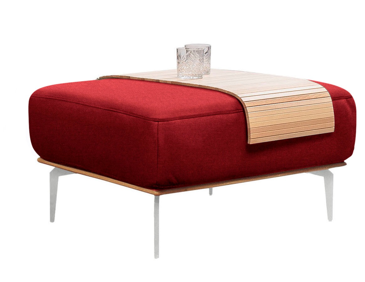 W.SCHILLIG Polsterhocker »run«, mit elegantem Holzsockel, Füße in Chrom glänzend, Breite 75 cm