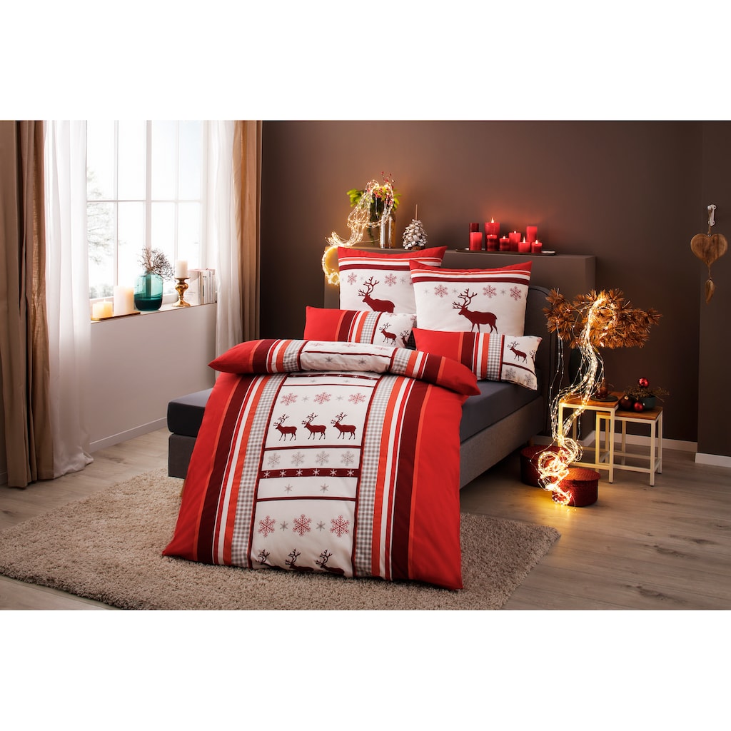 my home Bettwäsche »Senna aus 100% Baumwolle, Bettwäsche-Set in Linon und Biber (Flannell) Qualität, Bett- und Kopfkissenbezug mit Knöpfen, unterstützt die Initiative Cotton made in Africa, Made in Green zertifiziert«, (2 tlg.)