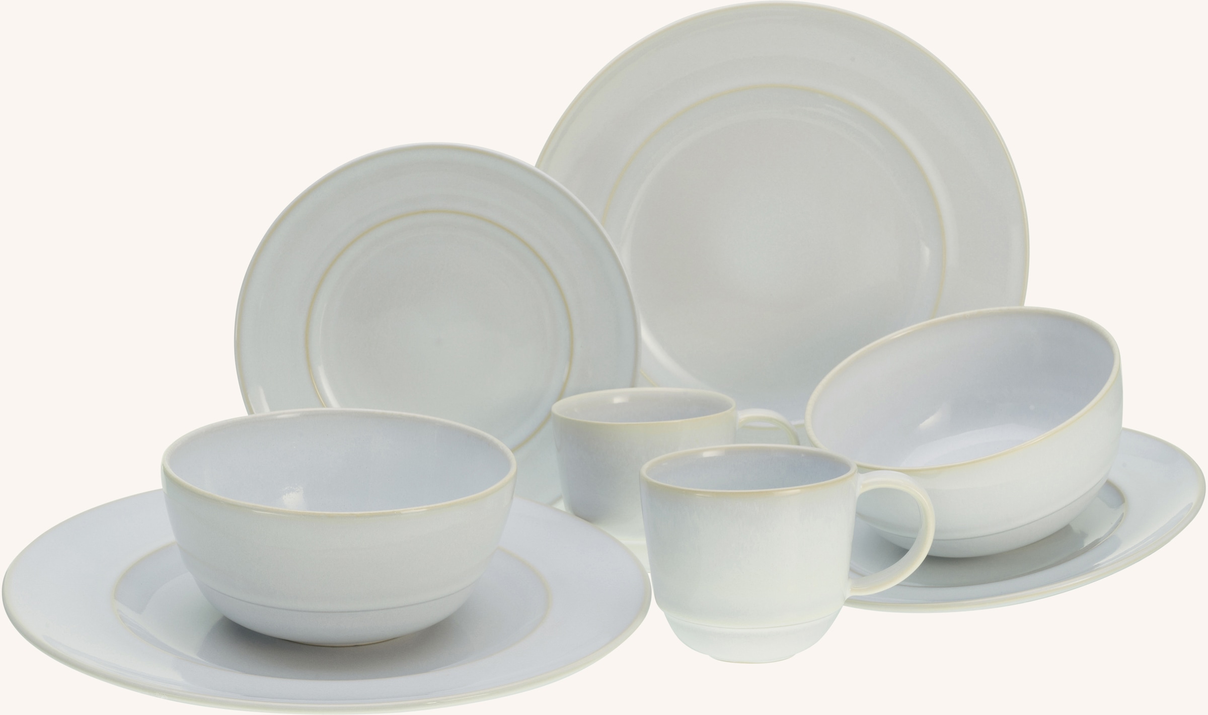 CreaTable Kombiservice Offwhite, (Set, und Antique«, 16 »Geschirr-Set Personen Kaffeeservice für für Garantie Service, 4 Teile, XXL 16 Trendfarbe mit Set, tlg., Tafelservice weiß, im 3 Personen), Jahren 4