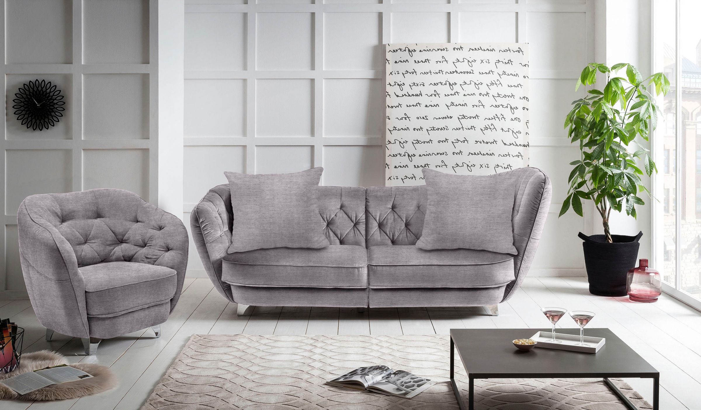 Leonique Big-Sofa »Retro«, stylischer Hochlehner