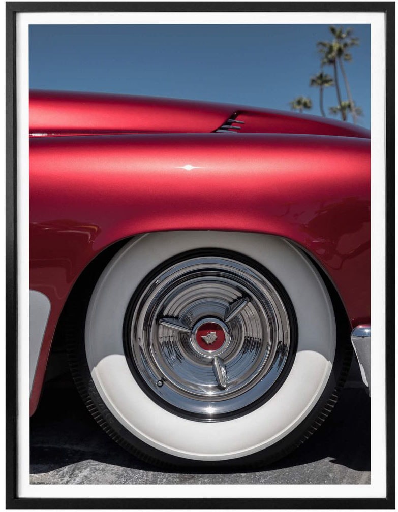 Wall-Art Poster »Vintage Auto Rot Retro Oldtimer«, Autos, (1 St.), Poster ohne Bilderrahmen
