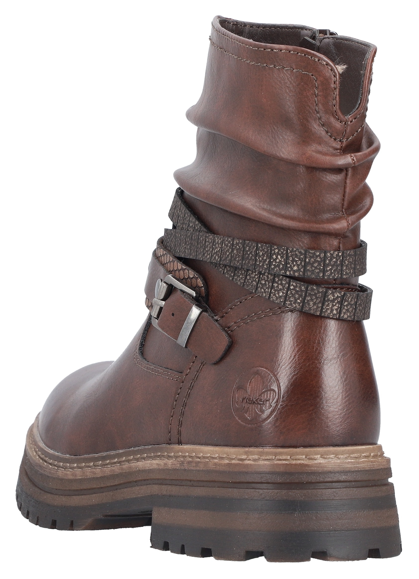 Rieker Winterstiefelette  Boots, Blockabsatz, mit Zierriemchen am slouchy Schaft