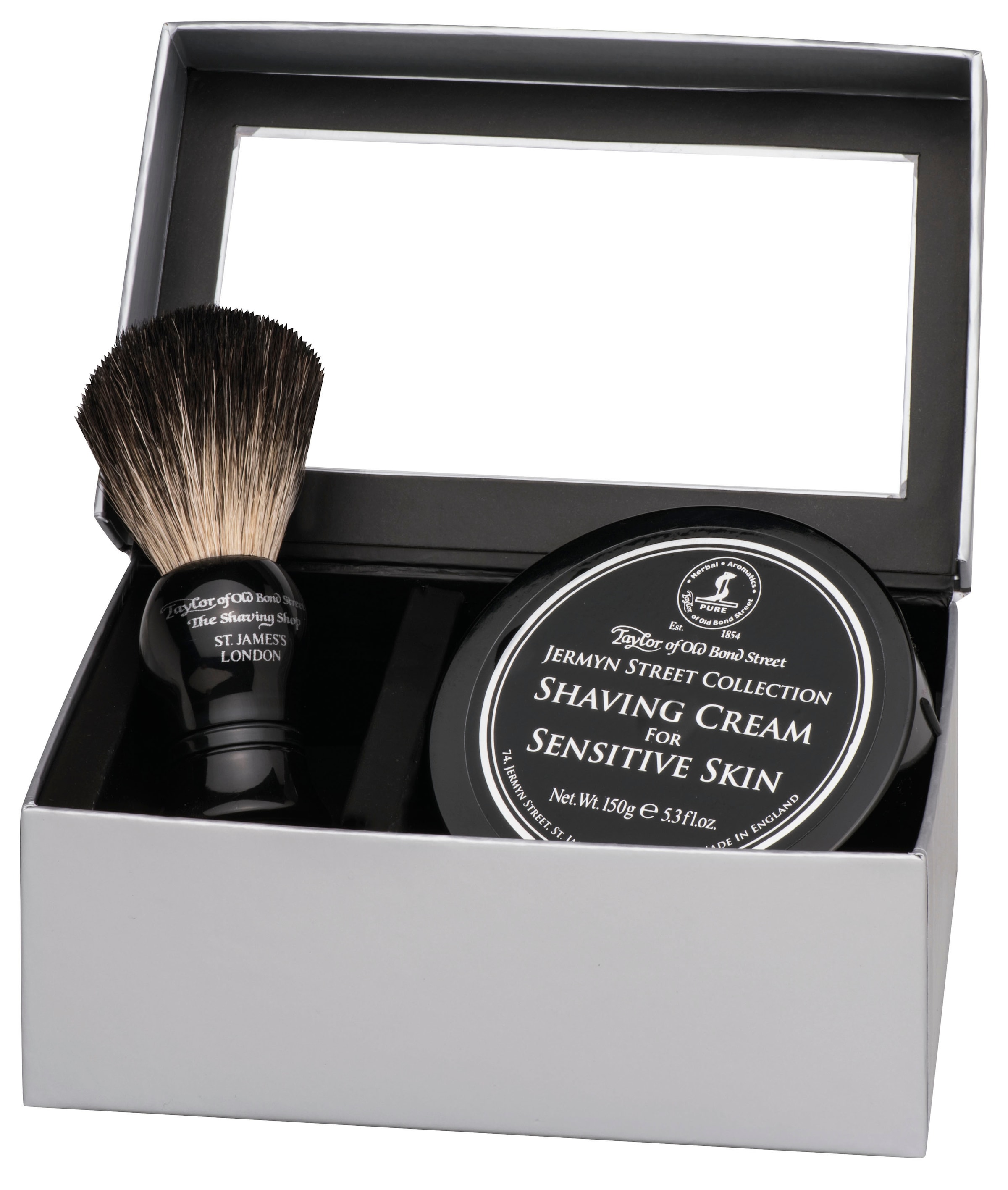 Taylor of Old Bond Street Rasier-Set, (2 tlg.), Sahnige Rasiercreme für empfindliche Haut mit frischem Duft.