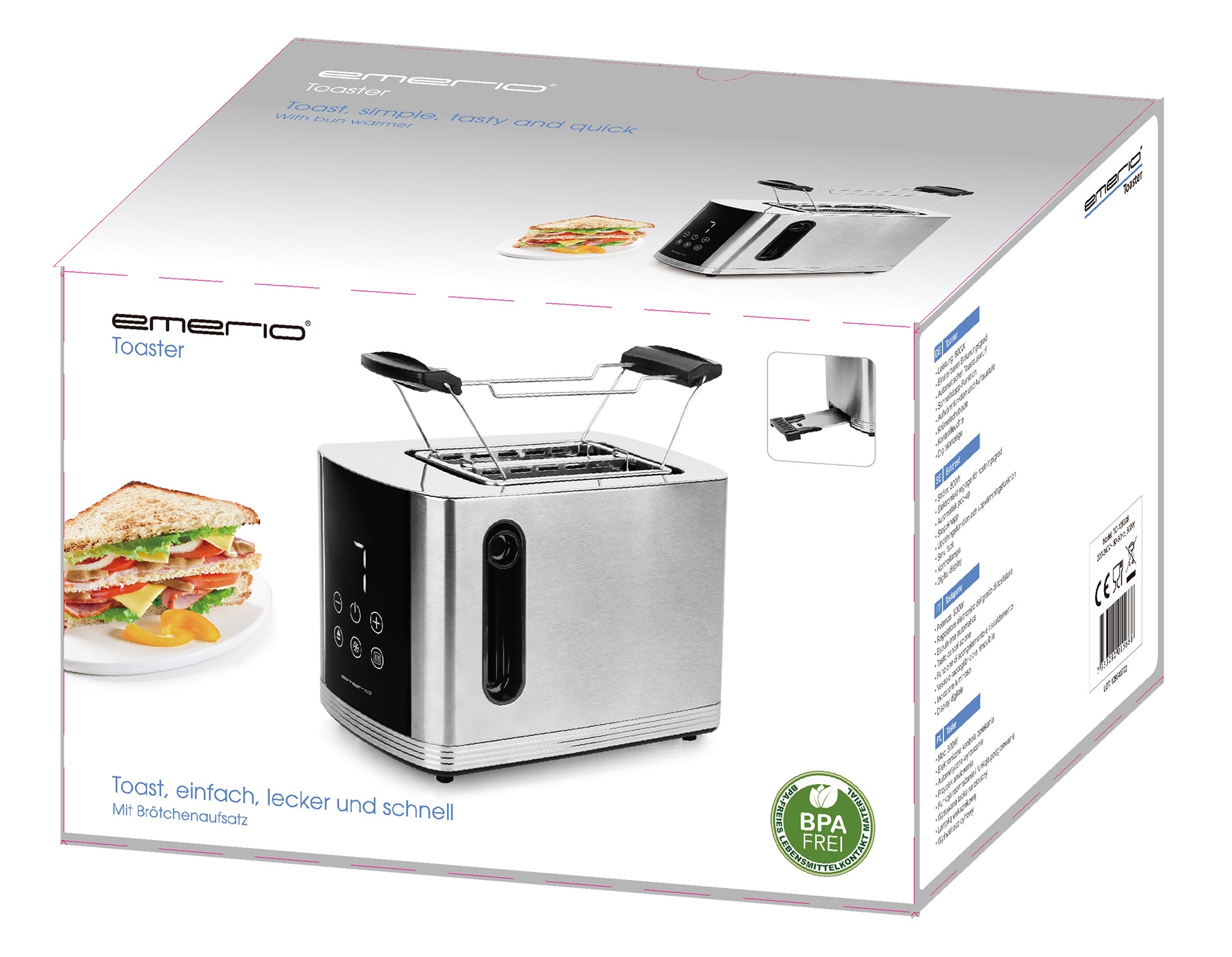 Emerio Toaster »WK-119255.5«, 2 kurze Schlitze, 800 W