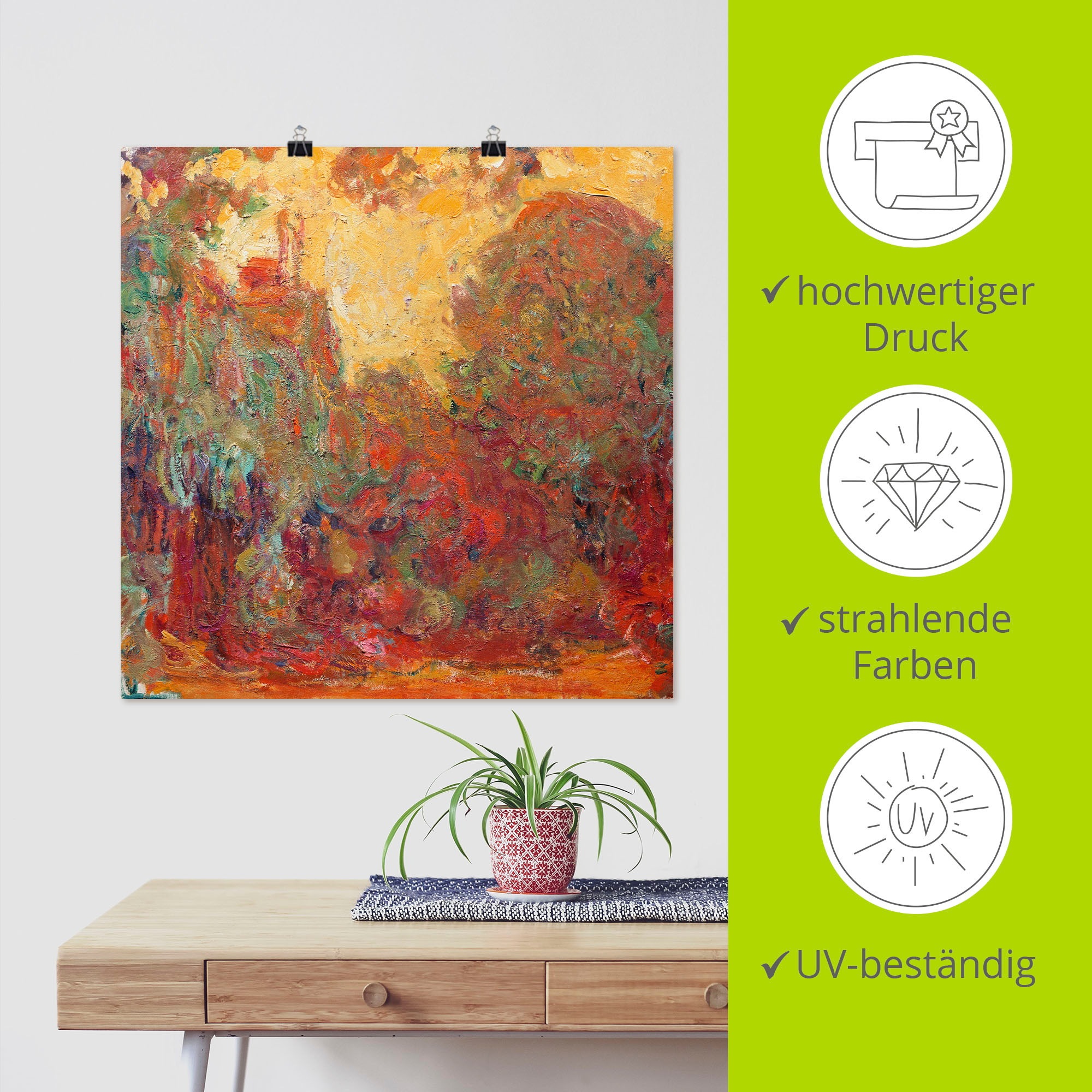 Artland Poster »Das Haus in Giverny Komposition in rot« Gegenstandslos 1 Stk. tlg. ohne Rahmen