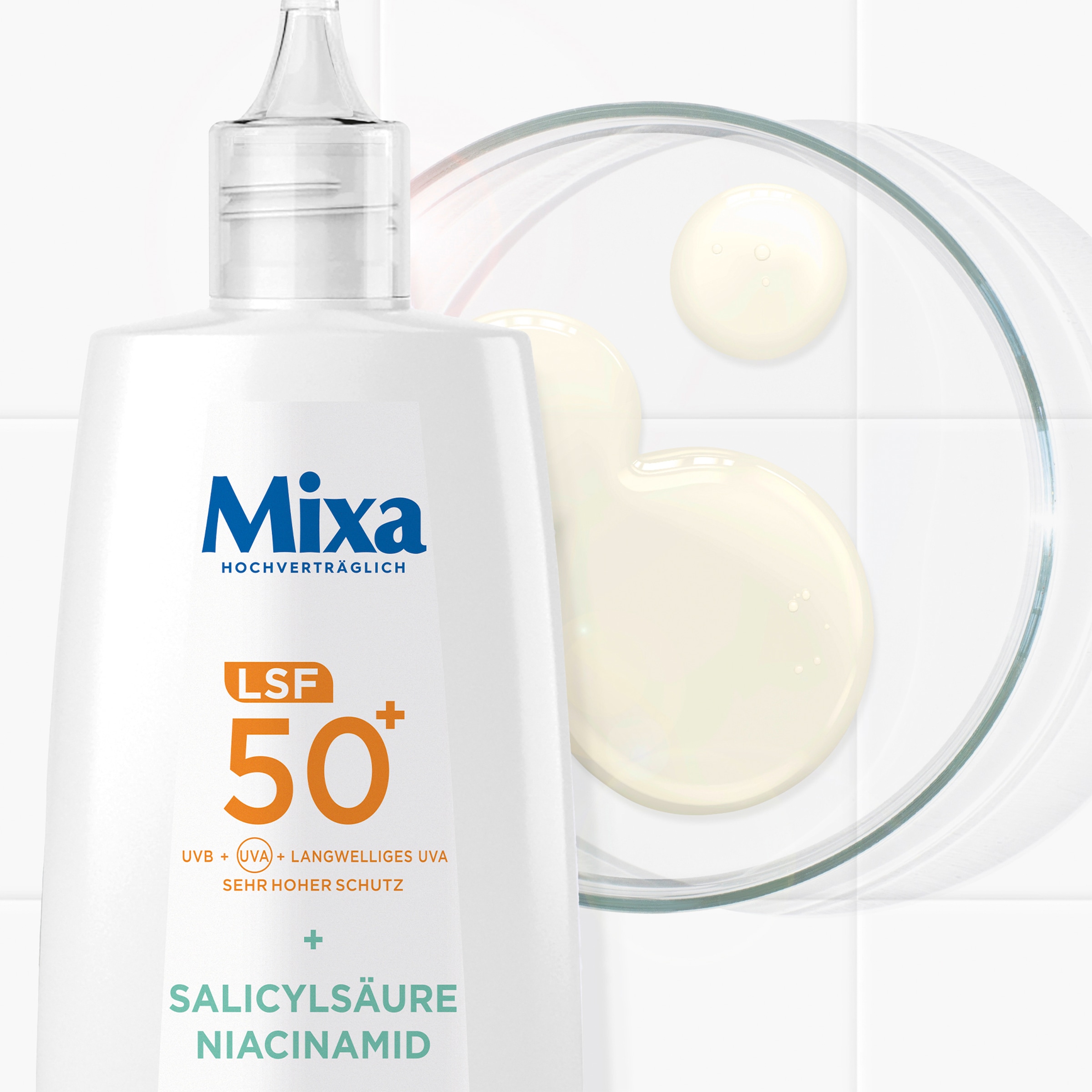 Mixa Gesichts-Reinigungsfluid »MIXA ANTI-UNREINHEITEN LSF50 + UV FLUID« mit Niacinamid