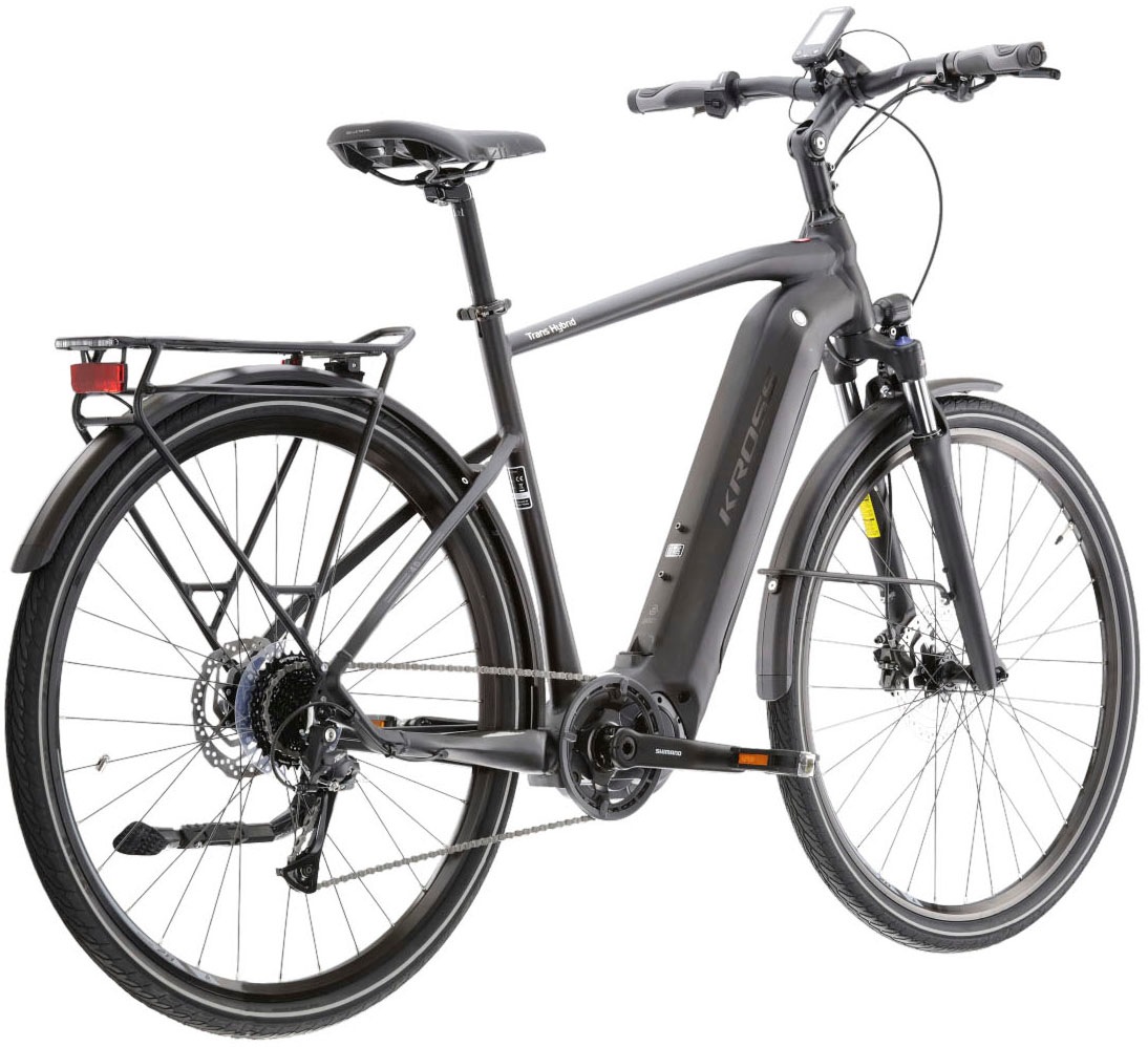 Kross E-Bike »E-Trekkingrad Trans Hybrid 4.0 28 Zoll schwarz«, 9 Gang, Shimano, Acera T3000, Mittelmotor 250 W, Pedelec, Elektrofahrrad für Herren