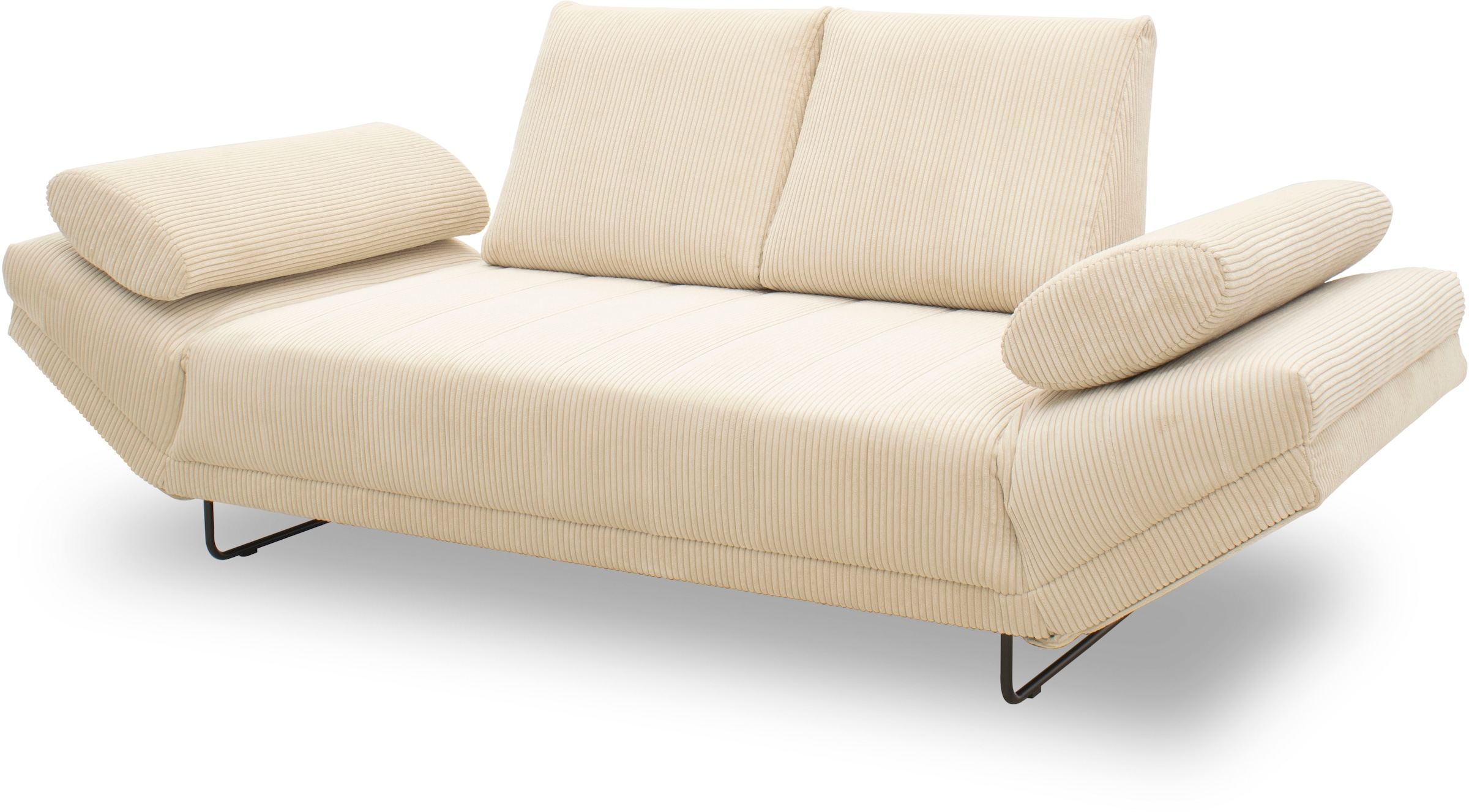 INOSIGN Schlafsofa »Jadelyn mit klappbaren Armlehnen,«, Federkern, Cord-Bezug, incl. 2 Armlehnkissen, Liegefläche 97x250 cm