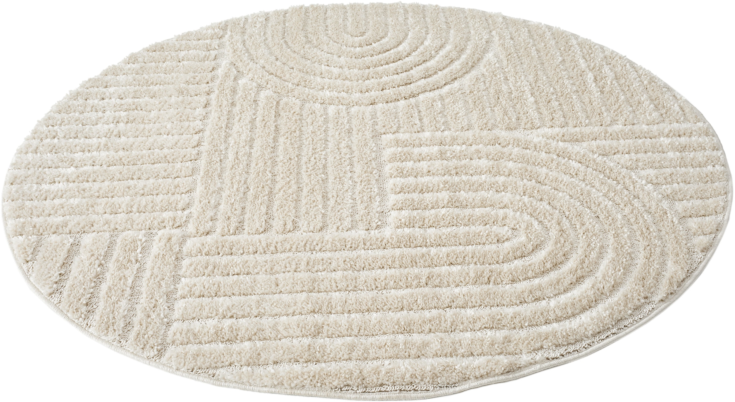 OTTO home Teppich »Jonne, Boho-Design, Scandi, Designteppich« rund 20 mm Höhe Hoch-Tief, 3D Optik, skandinavischer Stil, Wohnzimmer, Schlafzimmer