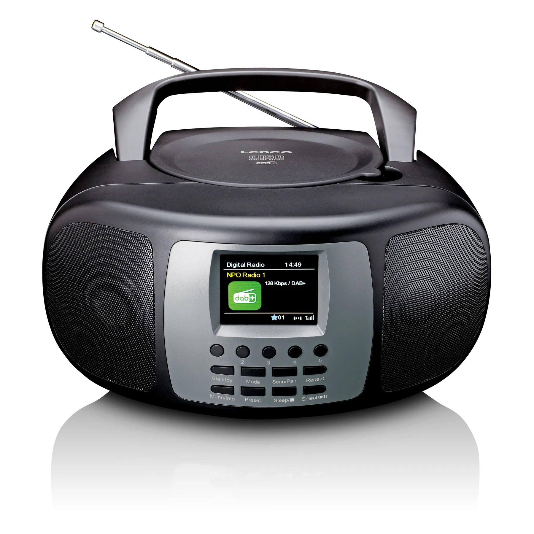 Lenco Boombox »SCD-860BK« ( Digitalradio (DAB+) | FM-Tuner 4 W) tragbar, DAB+/FM, Bluetooth, CD‑Player, großes Farbdisplay