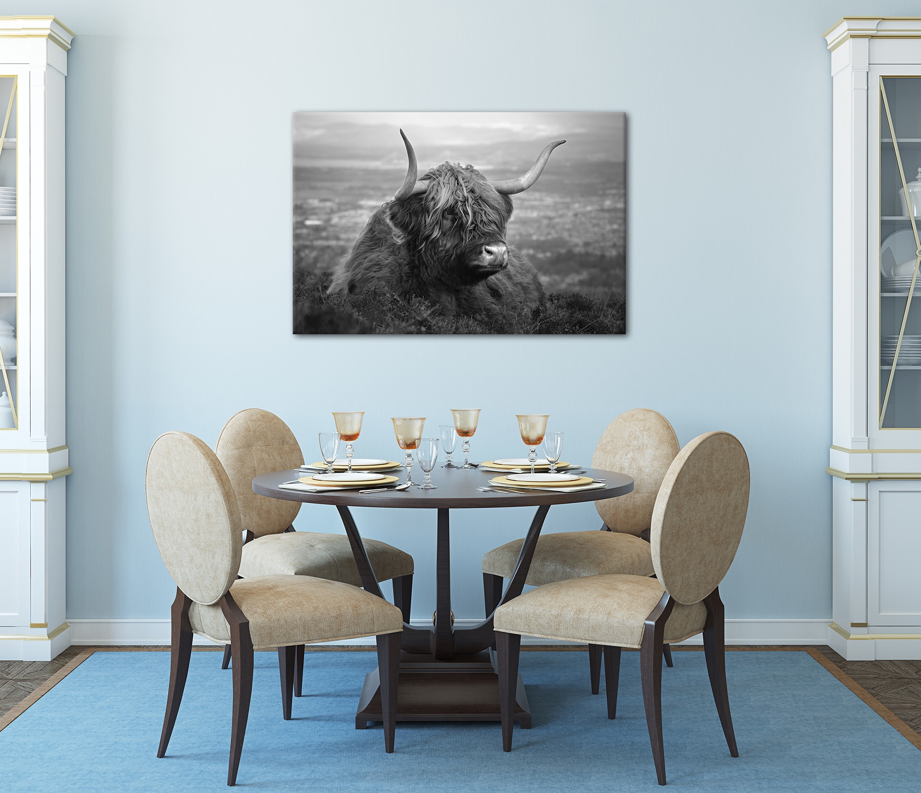 Bönninghoff Bild »HOCHLANDRIND AM SEE 60x90 cm – Leinwandbild Keilrahmen Deko modern«