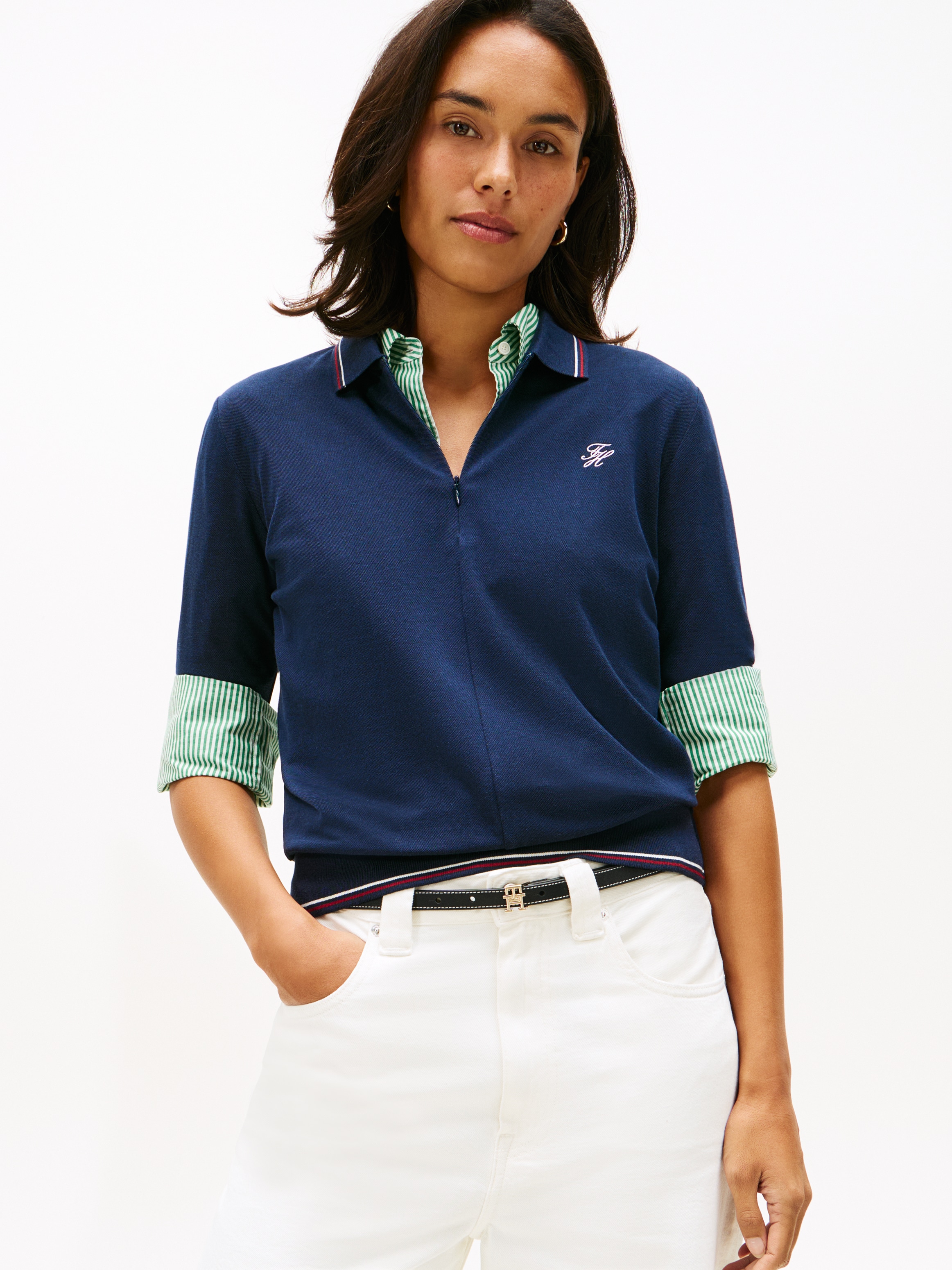 Tommy Hilfiger Poloshirt »TH SCRIPT LYOCELL ZIP SS POLO«