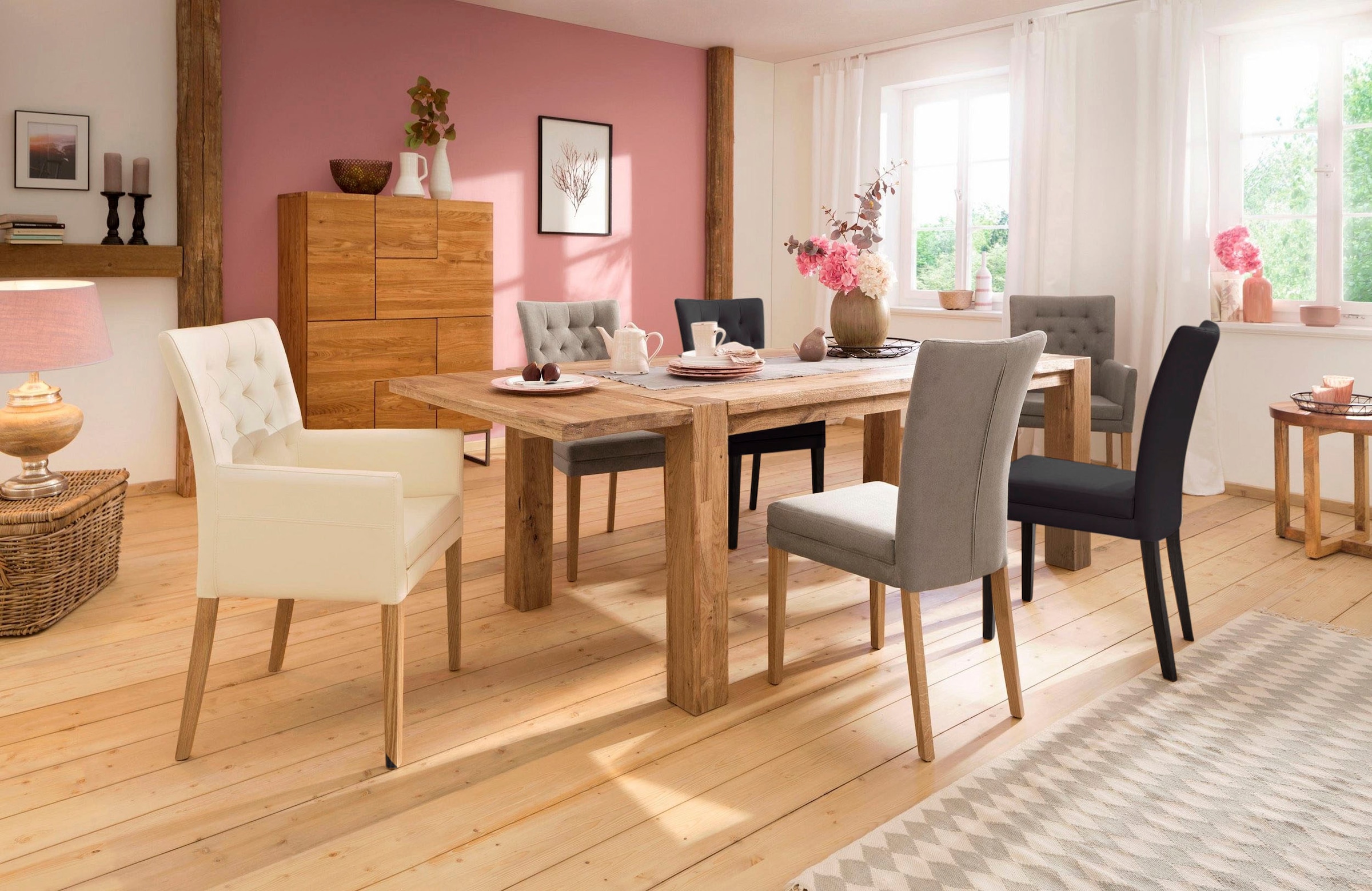 Home affaire 4-Fußstuhl »Colorado«, (Set), 6 St., Kunstleder, Beine aus Buche, wengefarben lackiert, Im 2er, 4er oder 6er-Set