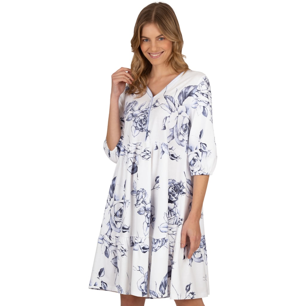 Trigema Jerseykleid »TRIGEMA Kleid mit 3/4-langen Armen und Rosen-Muster«