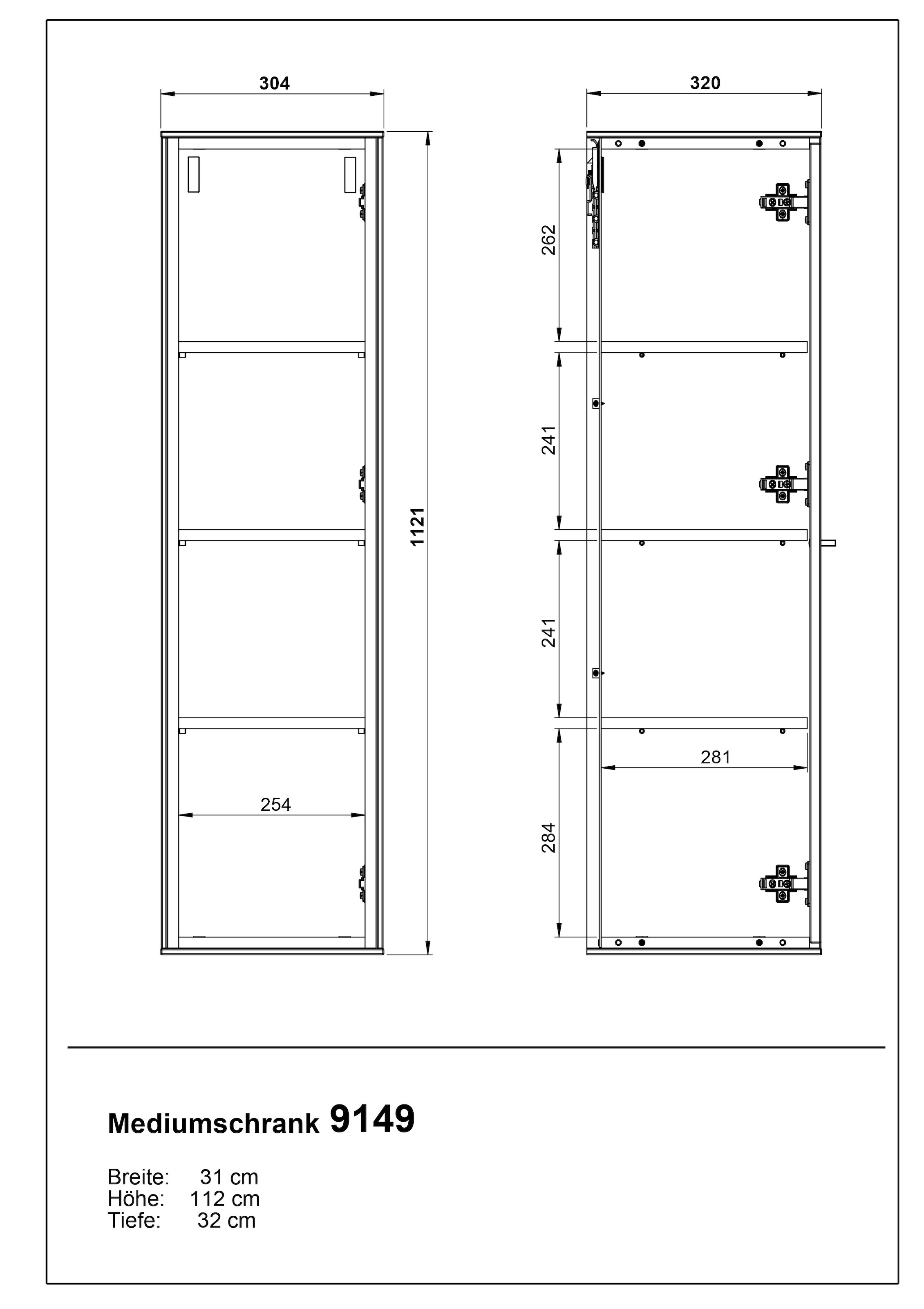 GERMANIA Midischrank »Medium-Schrank "Sovana"« 1 Stk. tlg. Hängender Medium-Schrank mit einer gedämpften Tür
