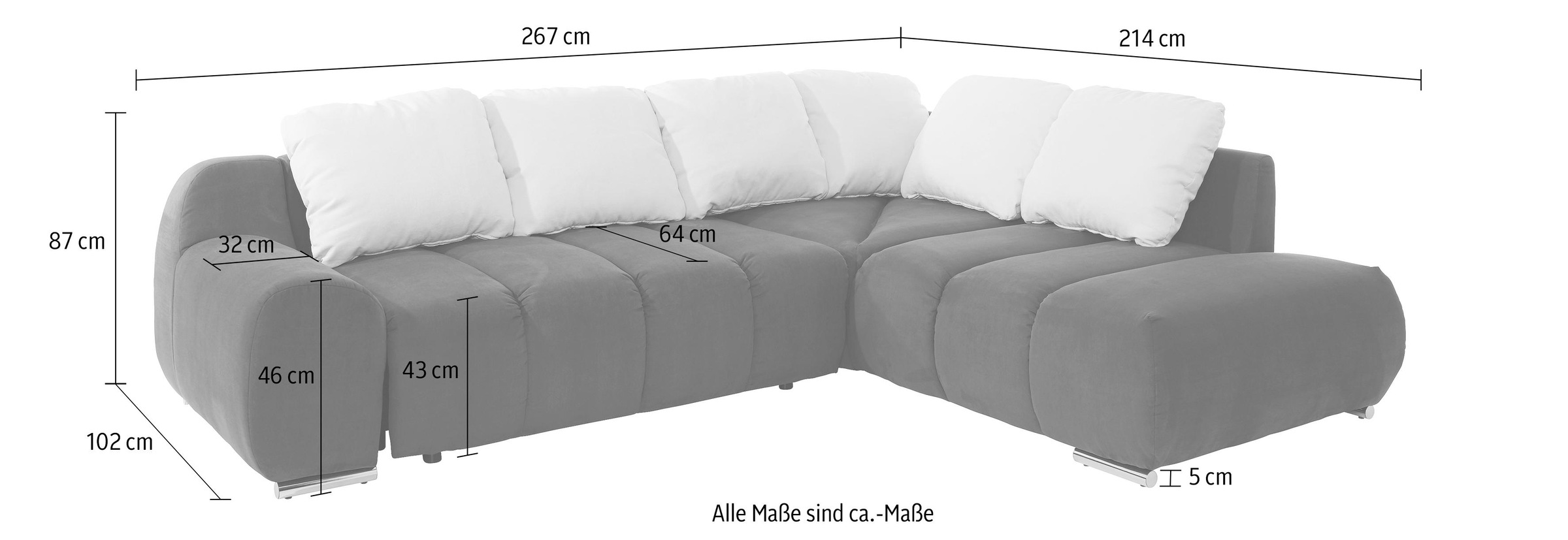 INOSIGN Ecksofa »Bono L-Form« mit Ottomane, wahlweise mit Bettfunktion