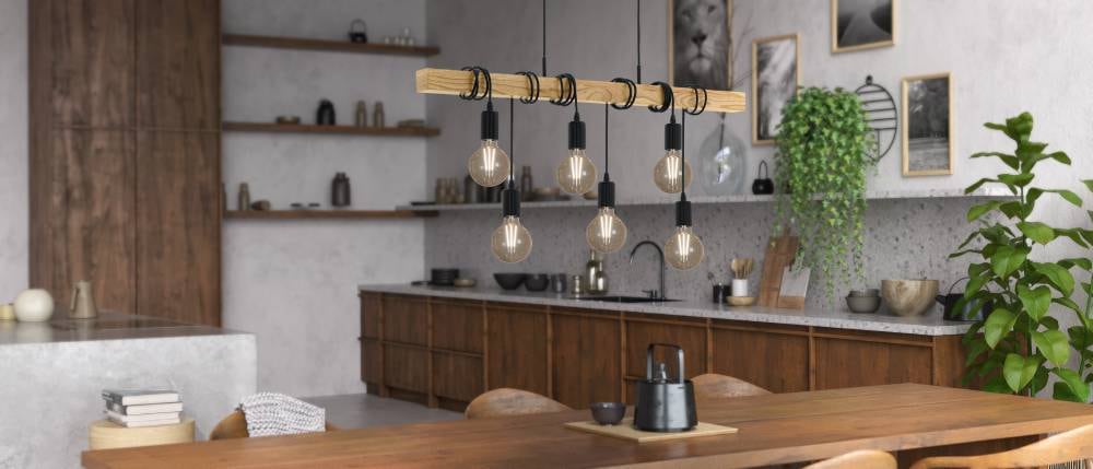 EGLO Hängeleuchte »TOWNSHEND«, 6 flammig, Leuchtmittel E27 | ohne Leuchtmittel, Vintage Pendelleuchte im Industrial Design, Retro Hängelampe