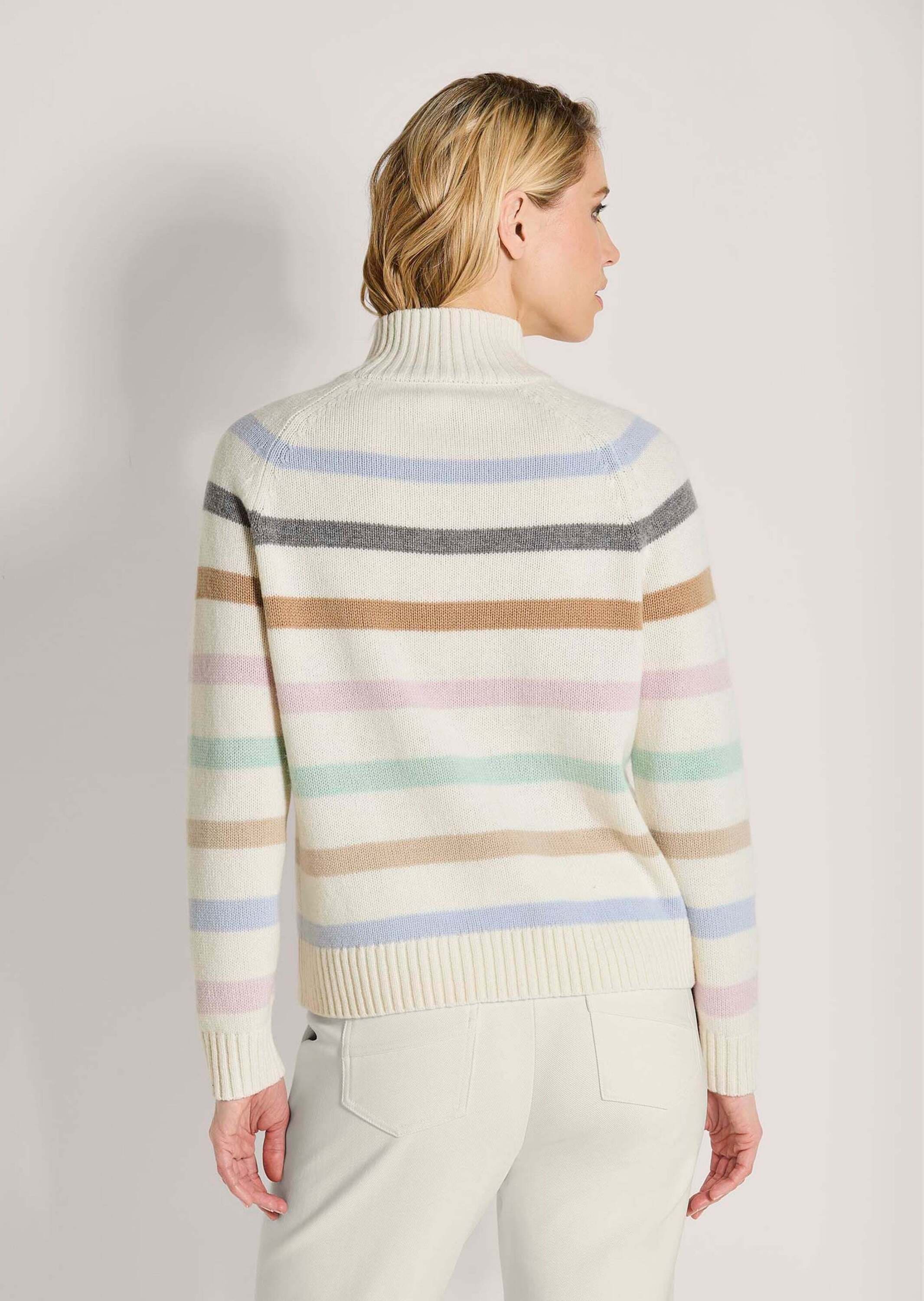 MADELEINE Stehkragenpullover »Strickpullover Wollpullover im Streifen-Look« Farbharmonisches Streifenmuster
