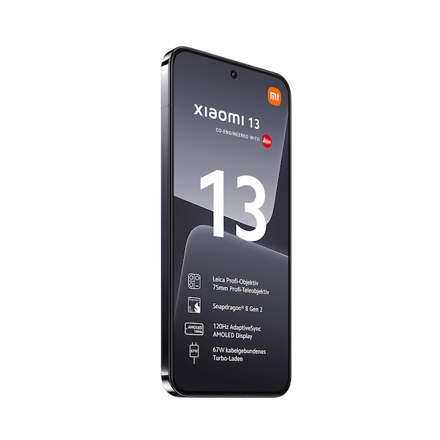 Xiaomi Smartphone »13 8GB+256GB«, Schwarz, 16,15 cm/6,36 Zoll, 256 GB  Speicherplatz, 54 MP Kamera ➥ 3 Jahre XXL Garantie | UNIVERSAL