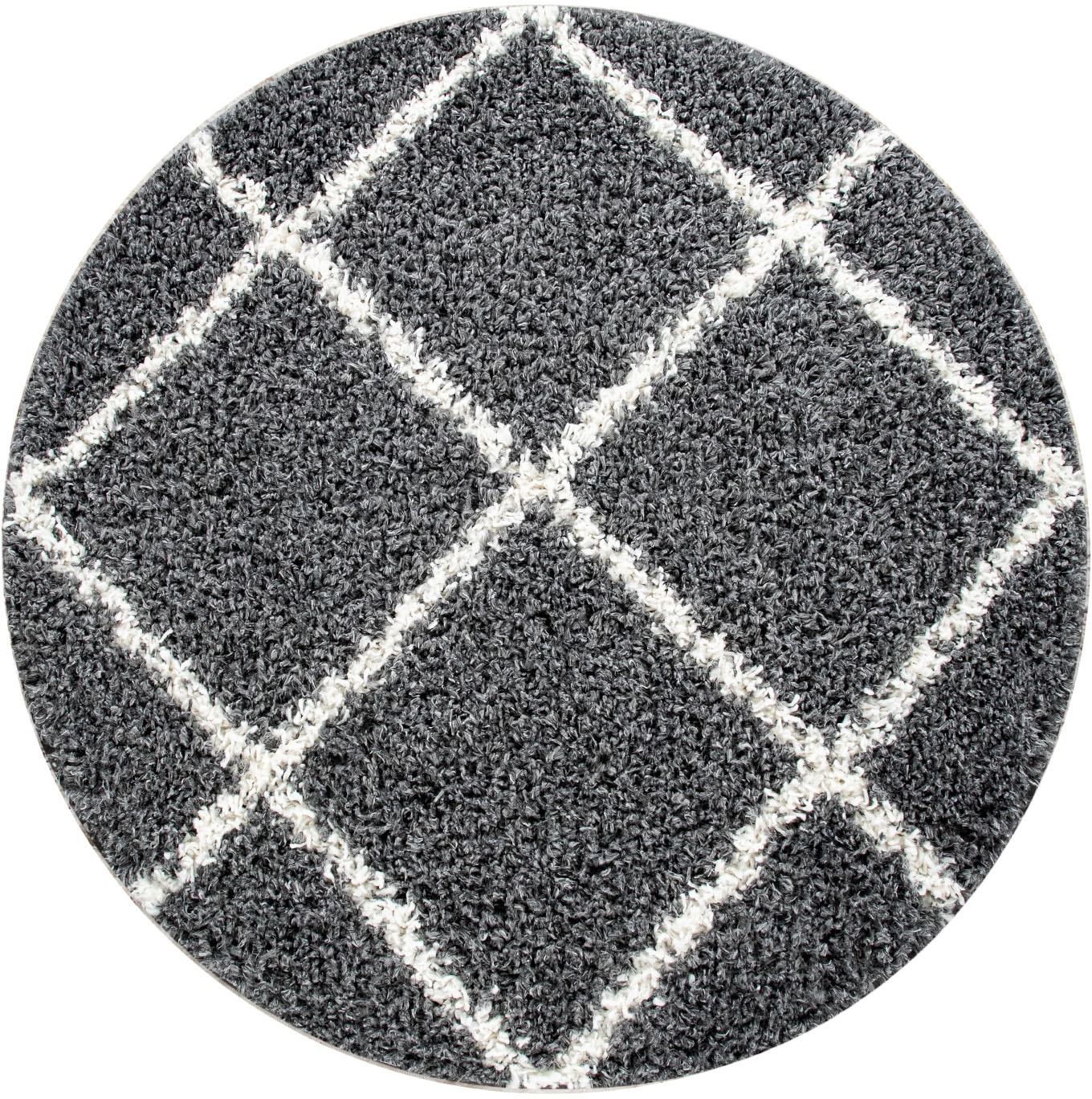 Paco Home Hochflor-Teppich »Kalmar 441«, rund, 40 mm Höhe, Scandi Design, Rauten Muster, weich & kuschelig