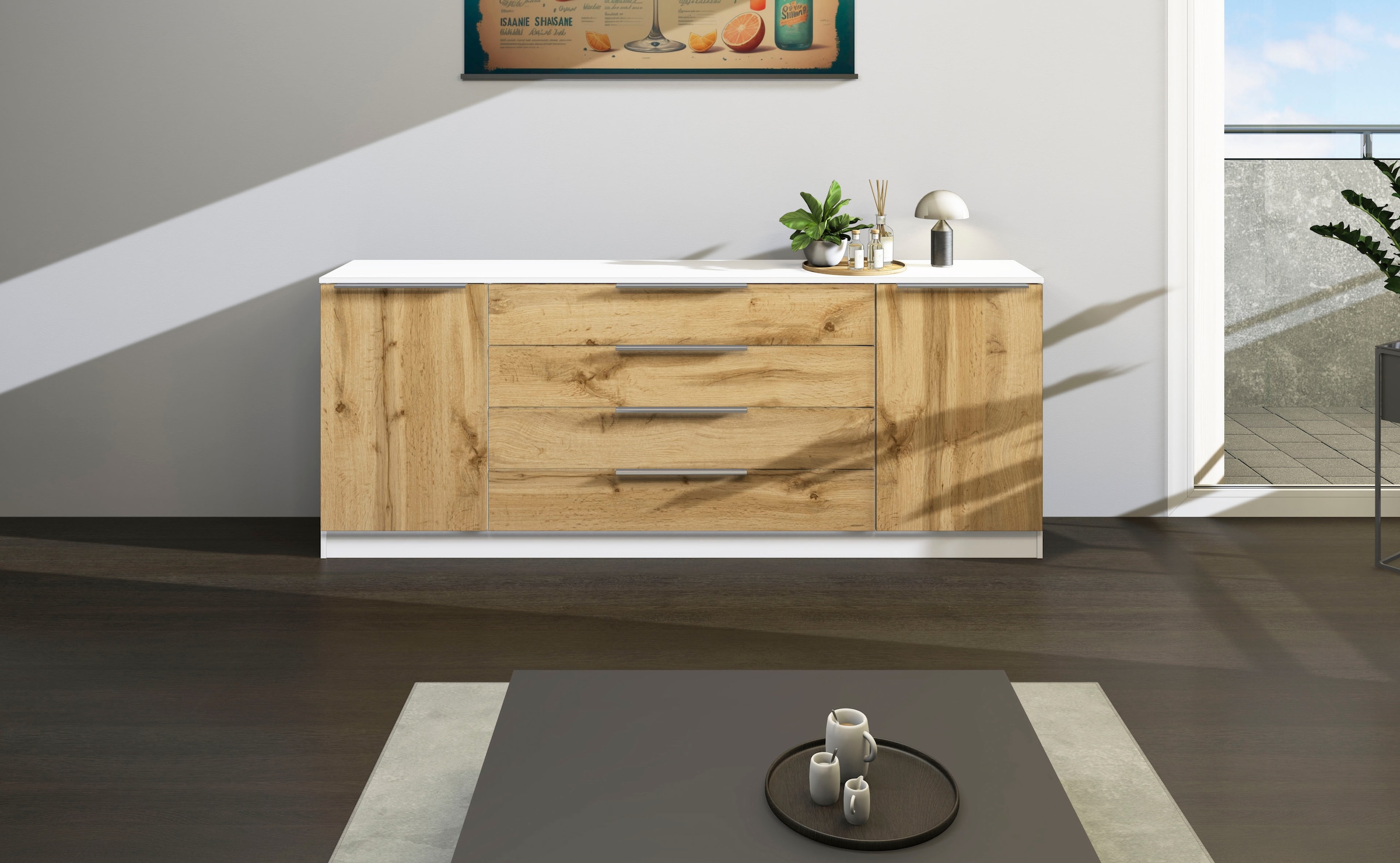 borchardt Möbel Kommode »Oliva«, Breite 200 cm, mit 4 Schubkästen