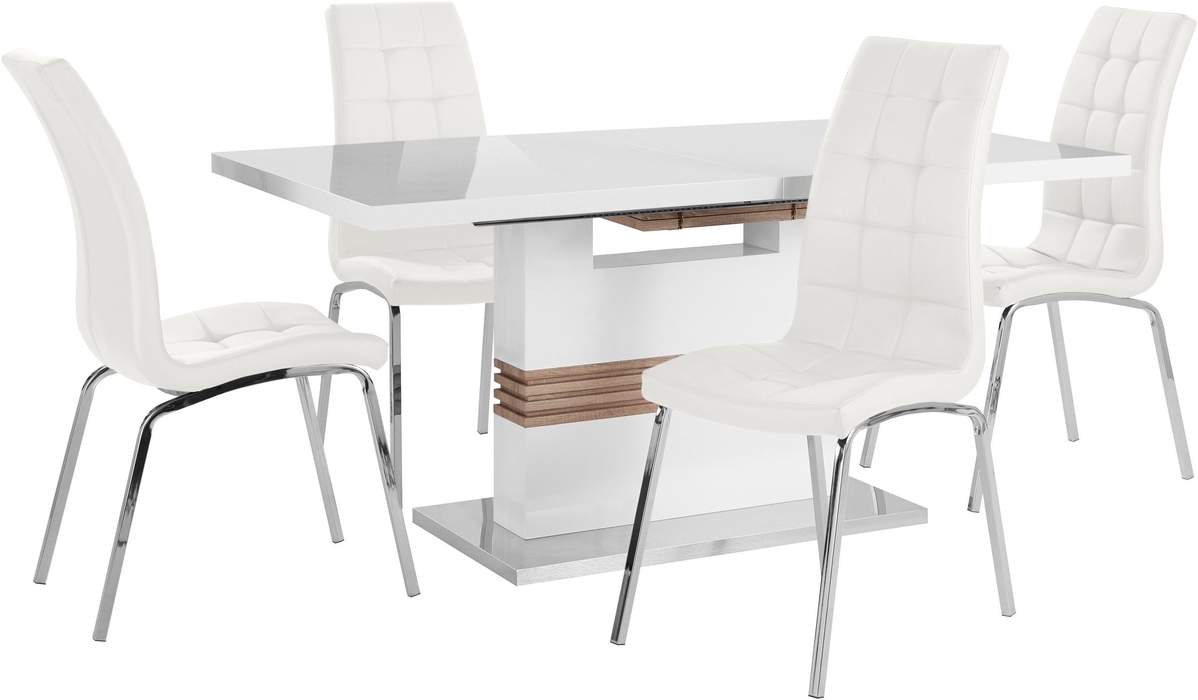 INOSIGN Essgruppe »Perez/Lila«, (Set, 5 tlg.), mit 4 Stühlen, Tisch ausziehbar, Breite 160-200 cm