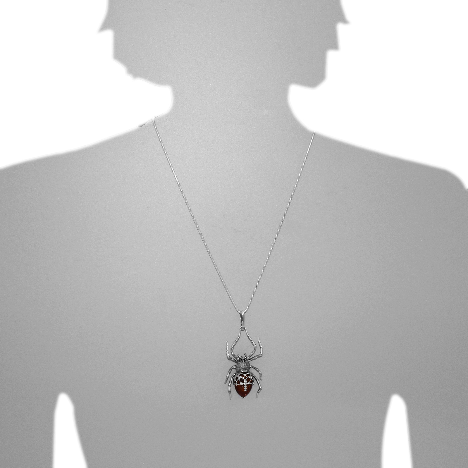 OSTSEE-SCHMUCK Kettenanhänger »- Spinne - Silber 925/000 - Bernstein&Schmuckstein«