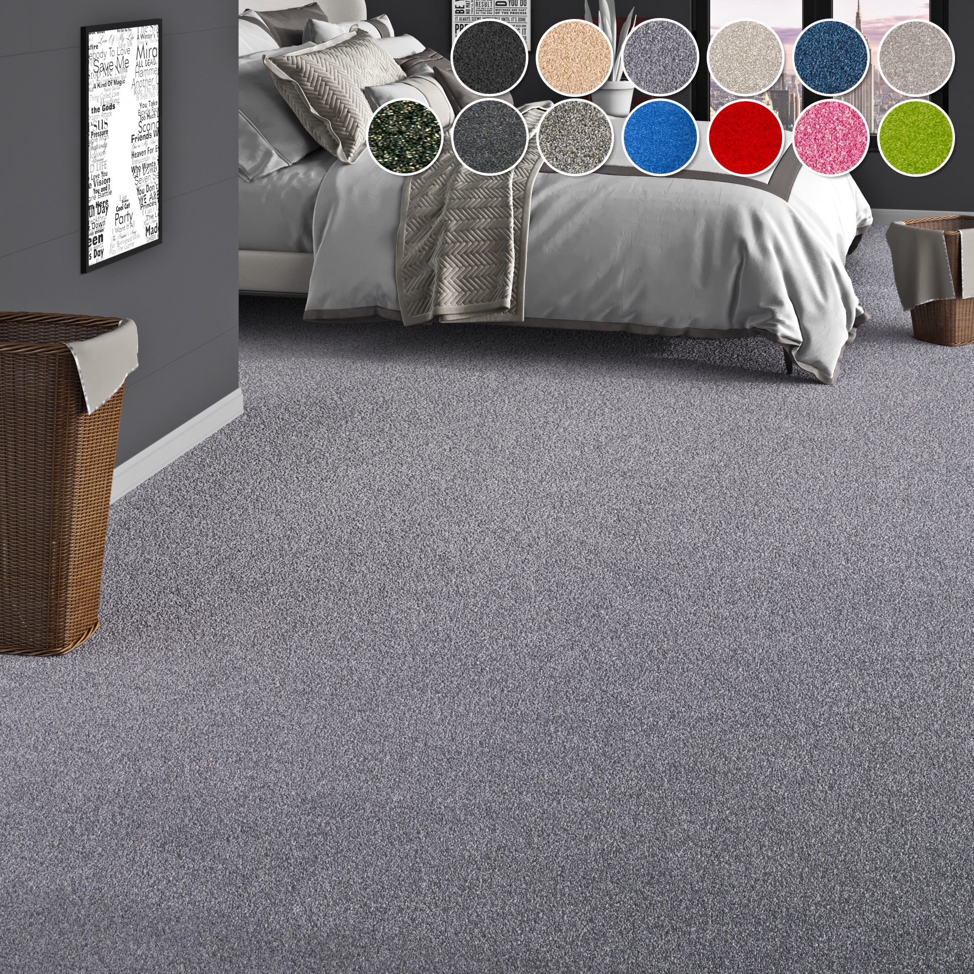 OTTO home Teppichboden "Zephyra, Schlinge, Gesamthöhe 8 mm, Made in Netherlands" rechteckig Uni Farben, Breite 400 cm, strapazierfähig, Wohnzimmer, Schlafzimmer