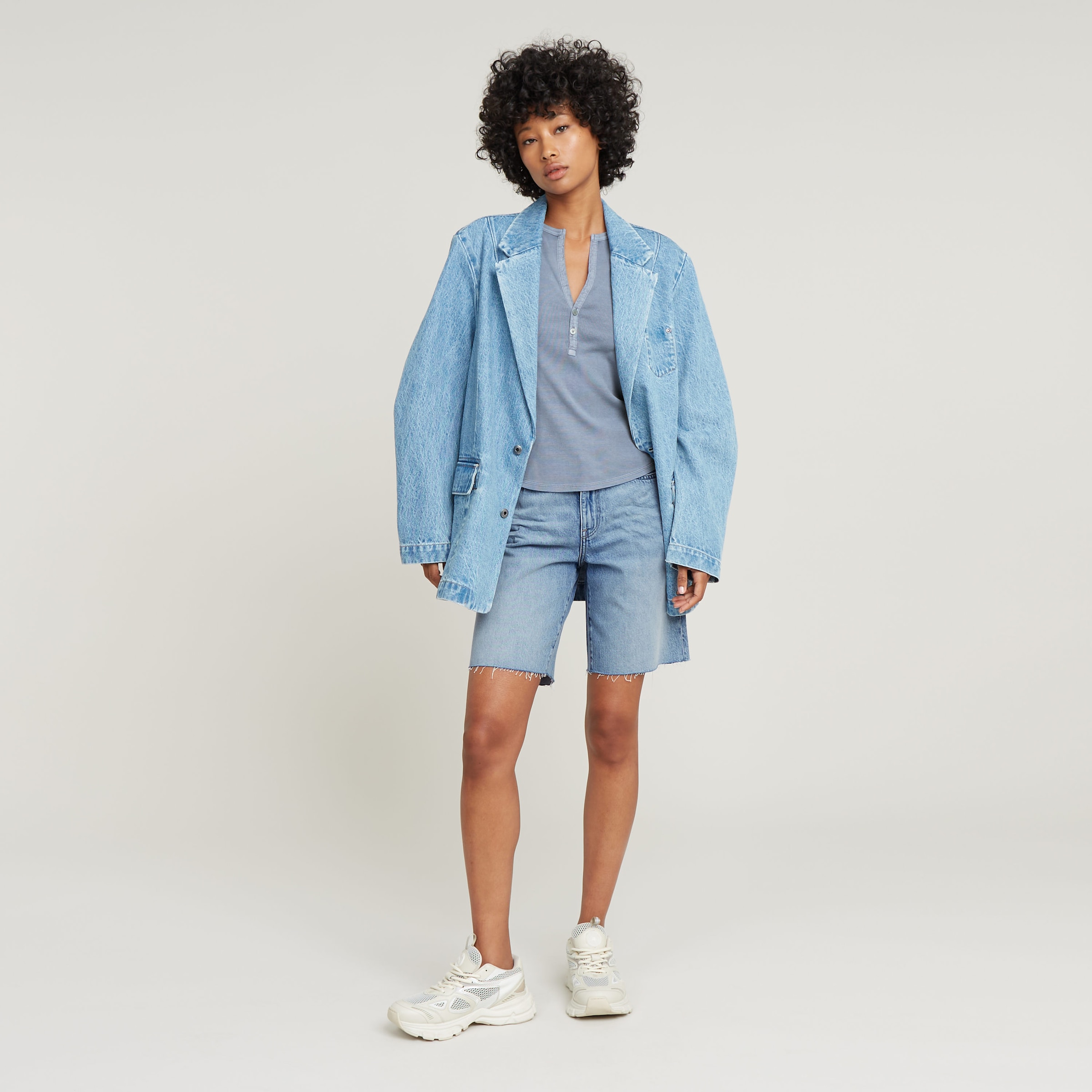 G-STAR Langarmshirt »Deep v slim«, mit Knopfverschluss