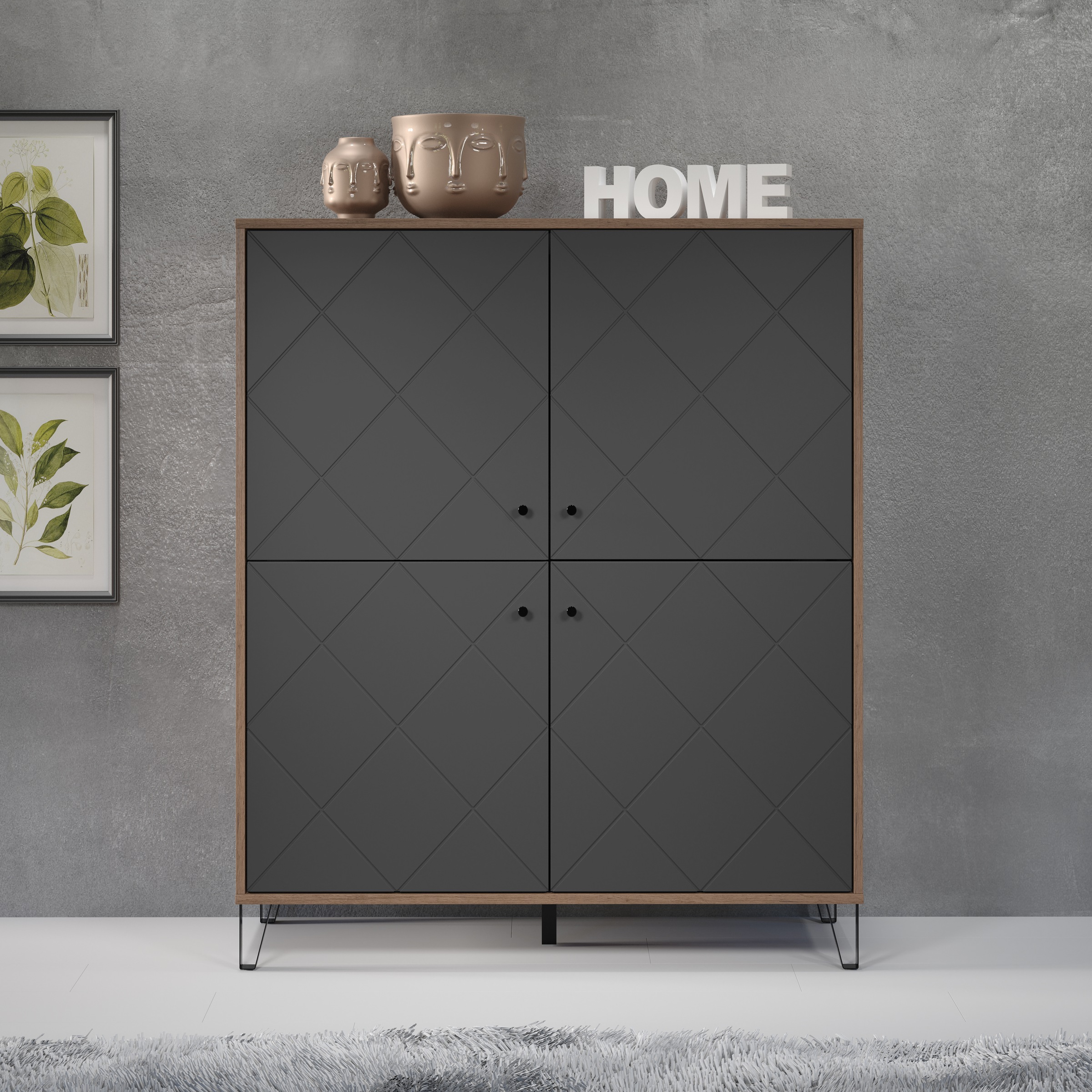 Places of Style Highboard »Molveno«, (1 St.), mit strukturierten Fronten, Soft-Close, Breite 123 cm
