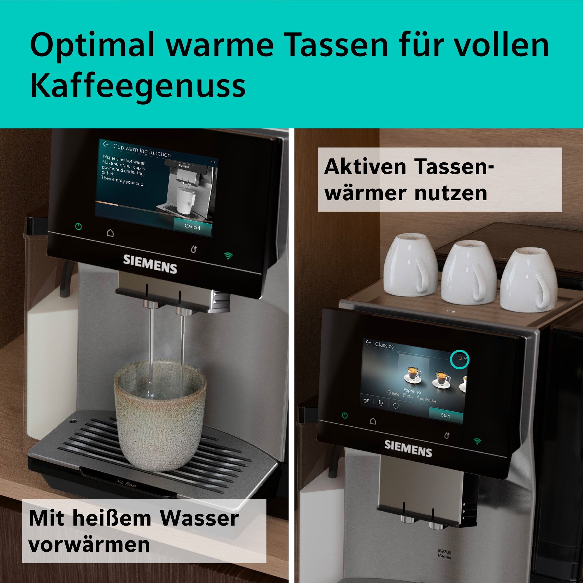 SIEMENS Kaffeevollautomat »TQ727D03« farbiges Full-Touch-Display, Doppeltassenfunktion, sehr leise, schwarz