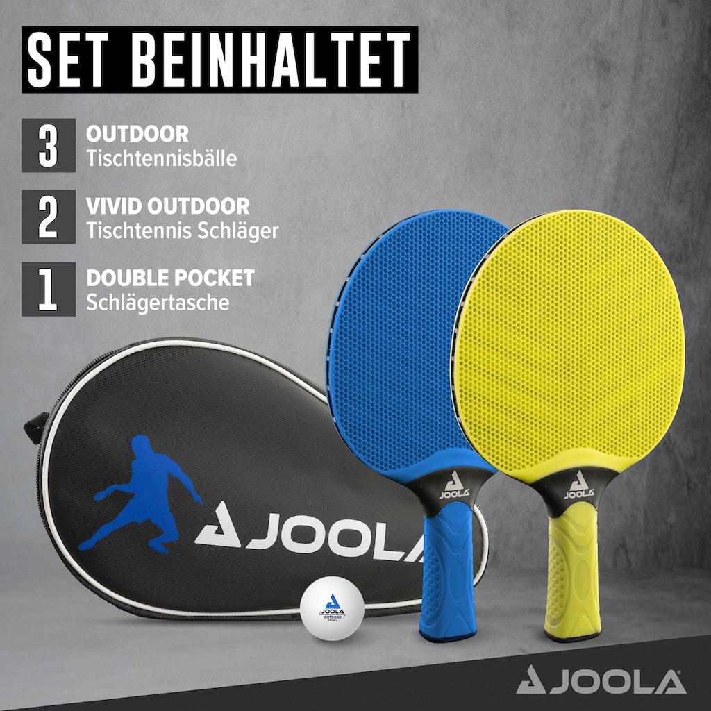 Joola Tischtennisschläger »VIVID Outdoor«, (Set, 6 tlg., mit Bällen-mit Schlägerhülle)