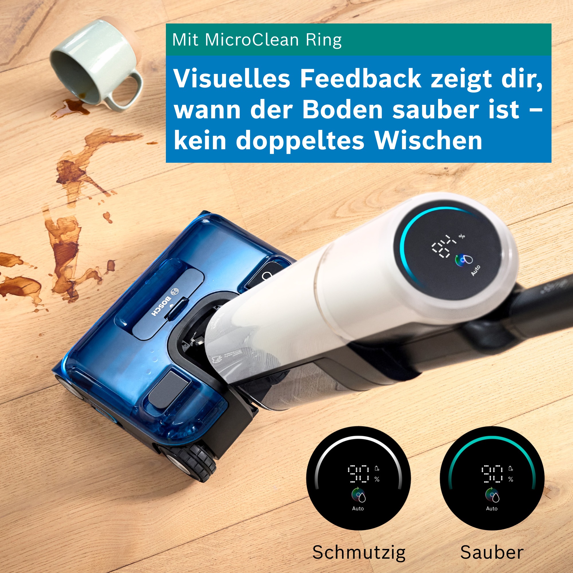 BOSCH Nass-Trocken-Sauger »OneFlow Serie 4 BHF41WM, Selbstreinigung, 24.000 PA Saugkraft« Anti-Haarverwicklung, LED-Licht, Schnelltrocknung, 40 min Akku / 150m²