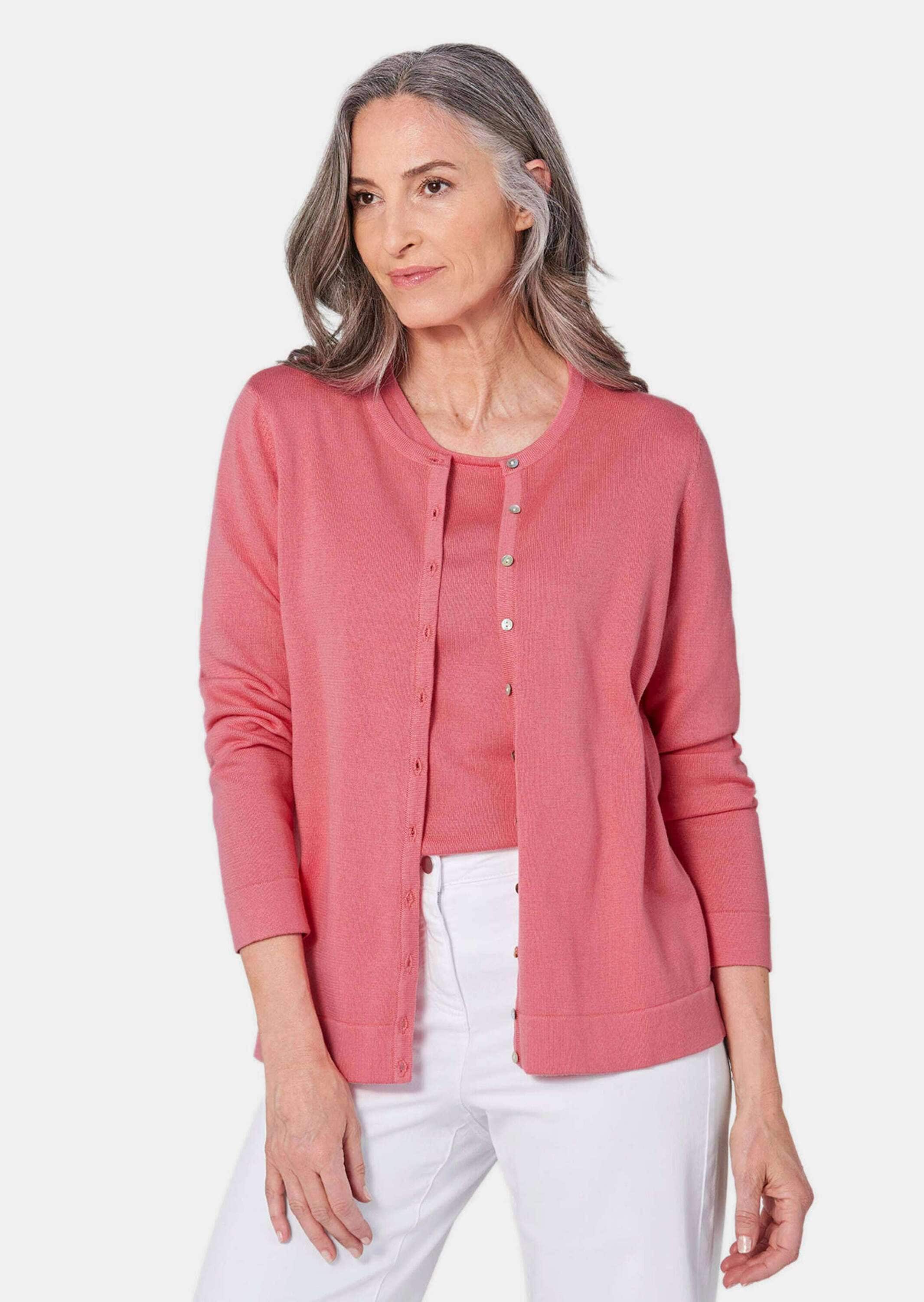 GOLDNER Strickpullover »Figurnahes Twin-Set aus Pima-Baumwolle« Ohne