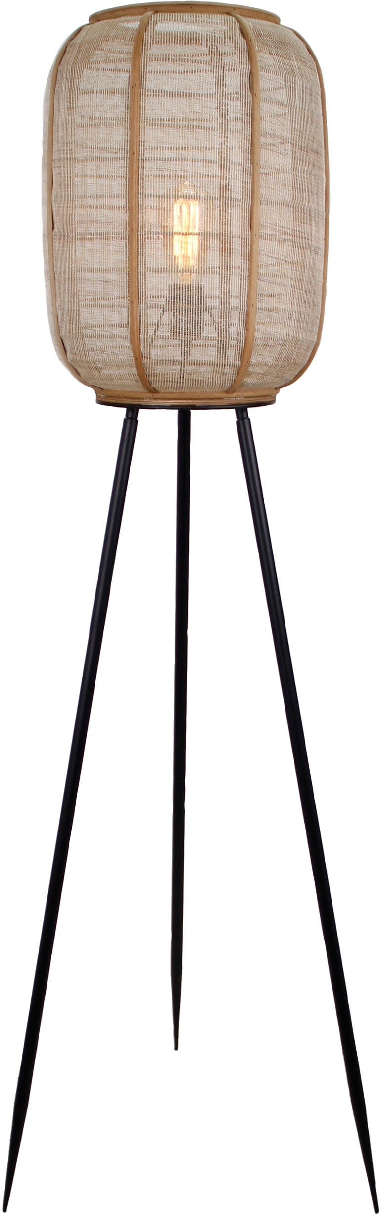 Home affaire Stehlampe »Rouez«, 1 flammig-flammig, dreibeinige Standleuchte mit 1,34m Höhe, Schirm aus Textil und Holz