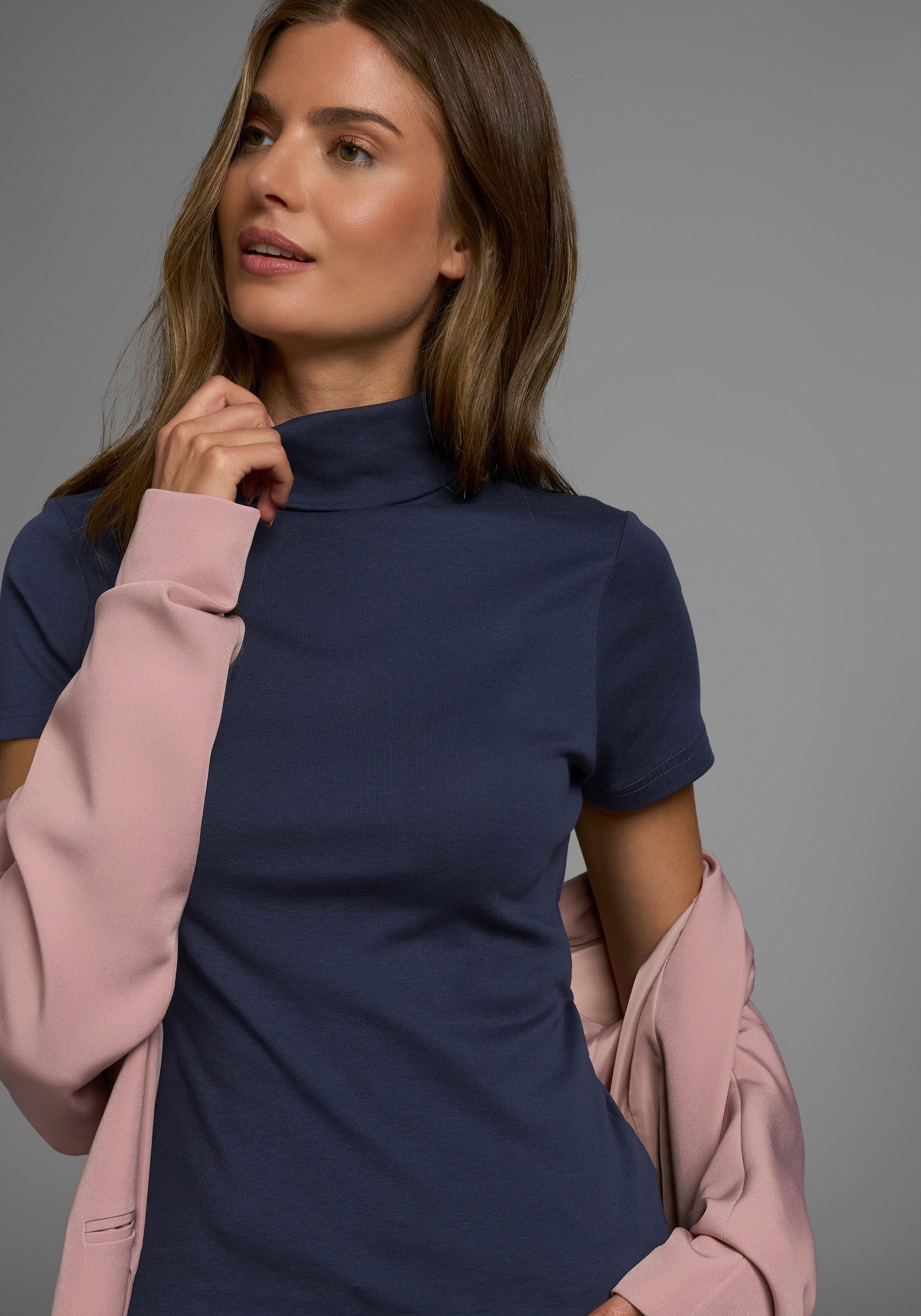 Flashlights Rollkragenshirt, figurbetont, Basic-Stil, Rollkragen, aus 100% Baumwolle, elastisch