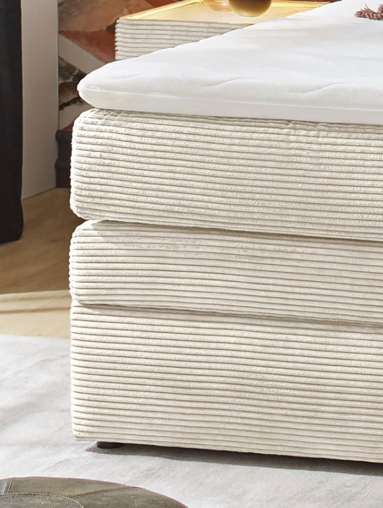 Jockenhöfer Gruppe Boxspringbett »AMY mit Bettkasten, inkl. Bonnell- oder Taschenfederkernmatratze H3-H4« mit 6 cm Kaltschaum-Topper, Cord-Bezug, 180x200 und 200x200 cm